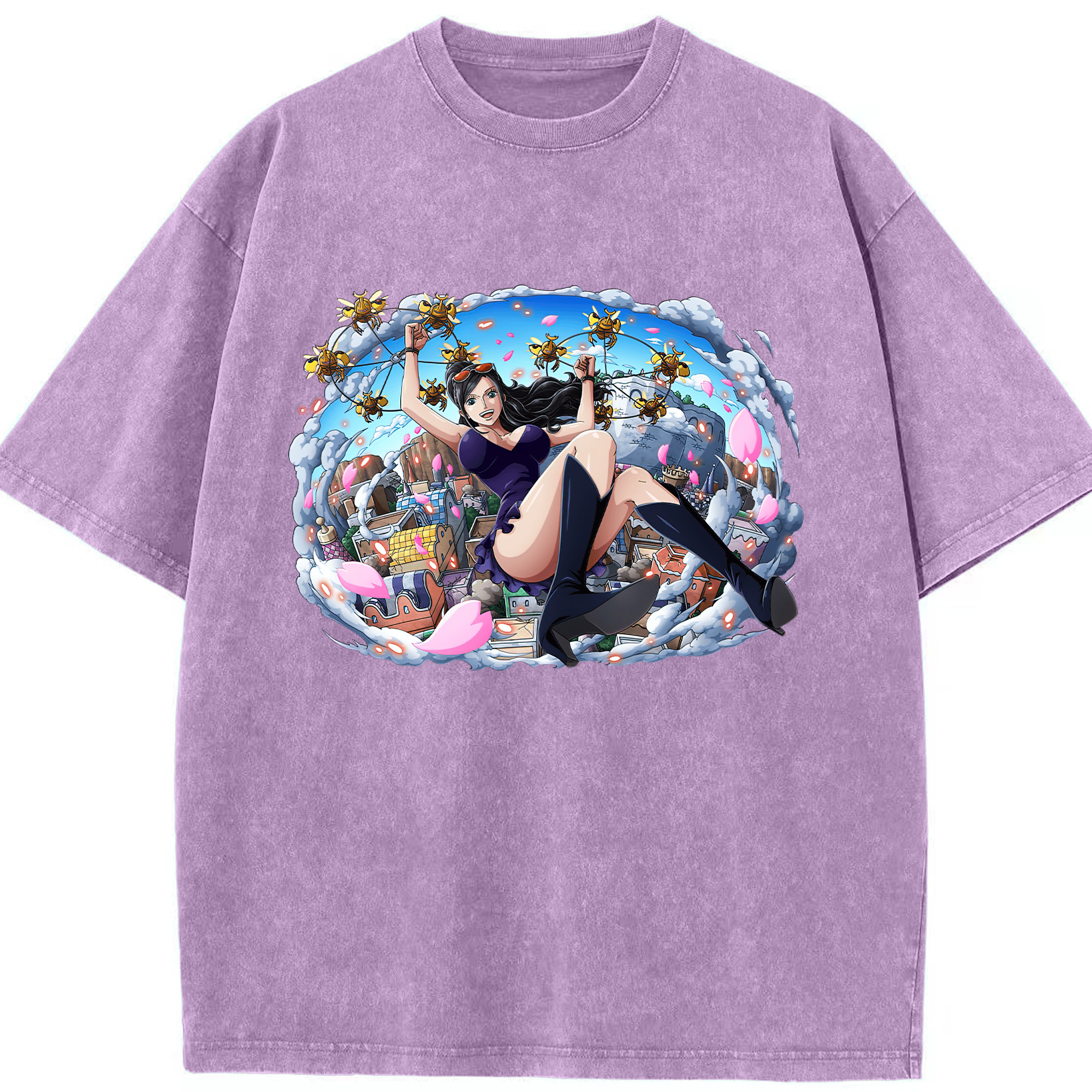 ワンピース ニコ・ロビン ONE PIECE Nico Robin 綿100% ヴィンテージ風 半袖Tシャツ（フロントプリント）