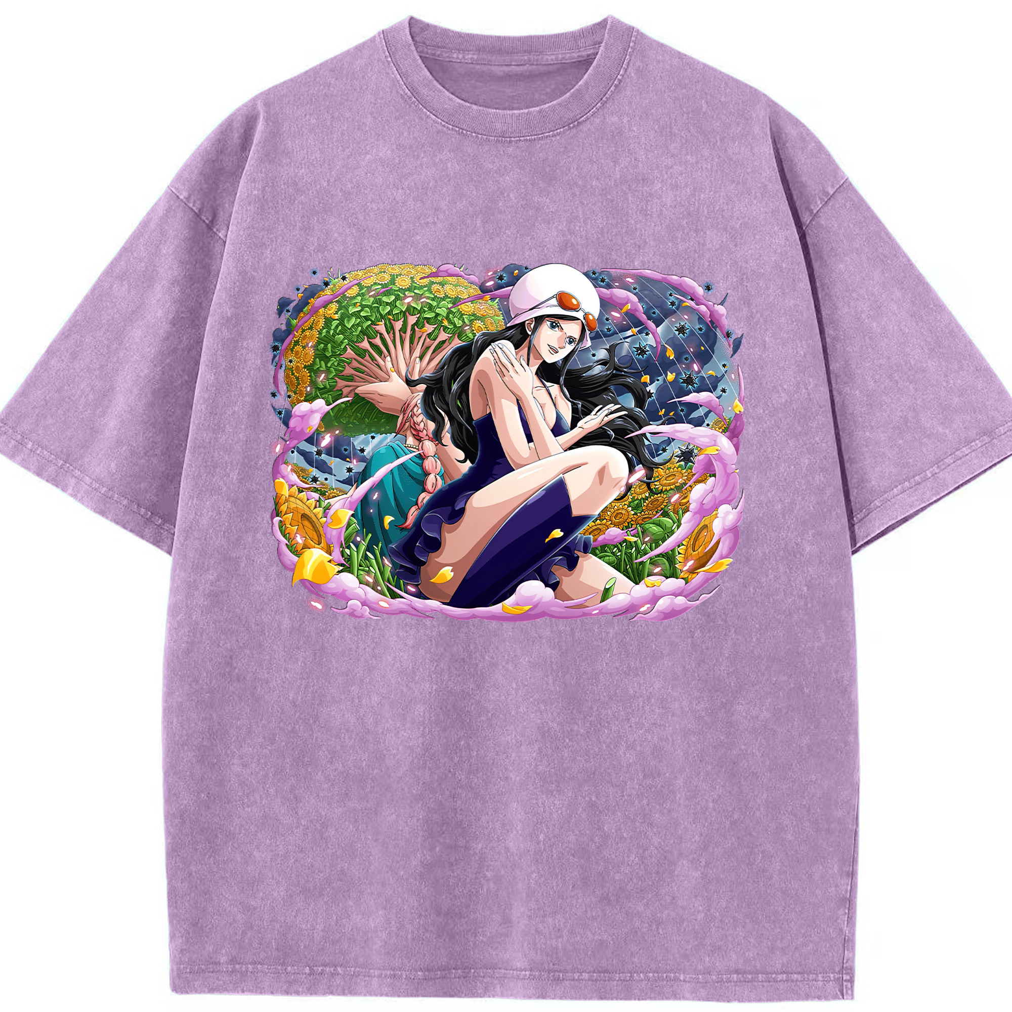 ワンピース ニコ・ロビン ONE PIECE Nico Robin 綿100% ヴィンテージ風 半袖Tシャツ（フロントプリント）