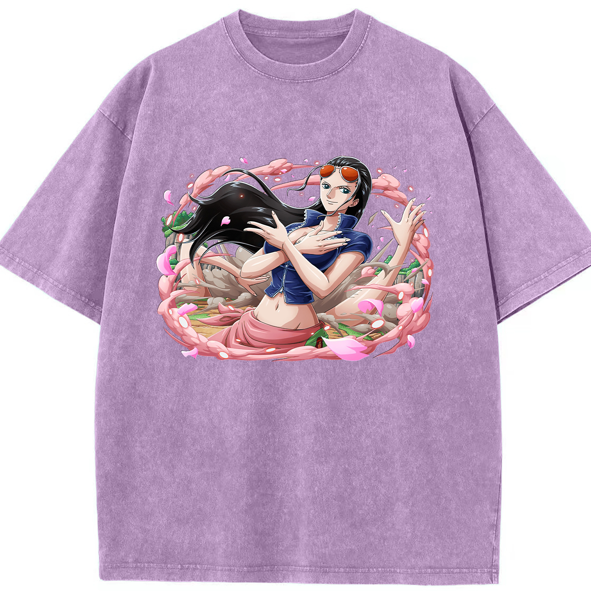 ワンピース ニコ・ロビン ONE PIECE Nico Robin 綿100% ヴィンテージ風 半袖Tシャツ（フロントプリント）