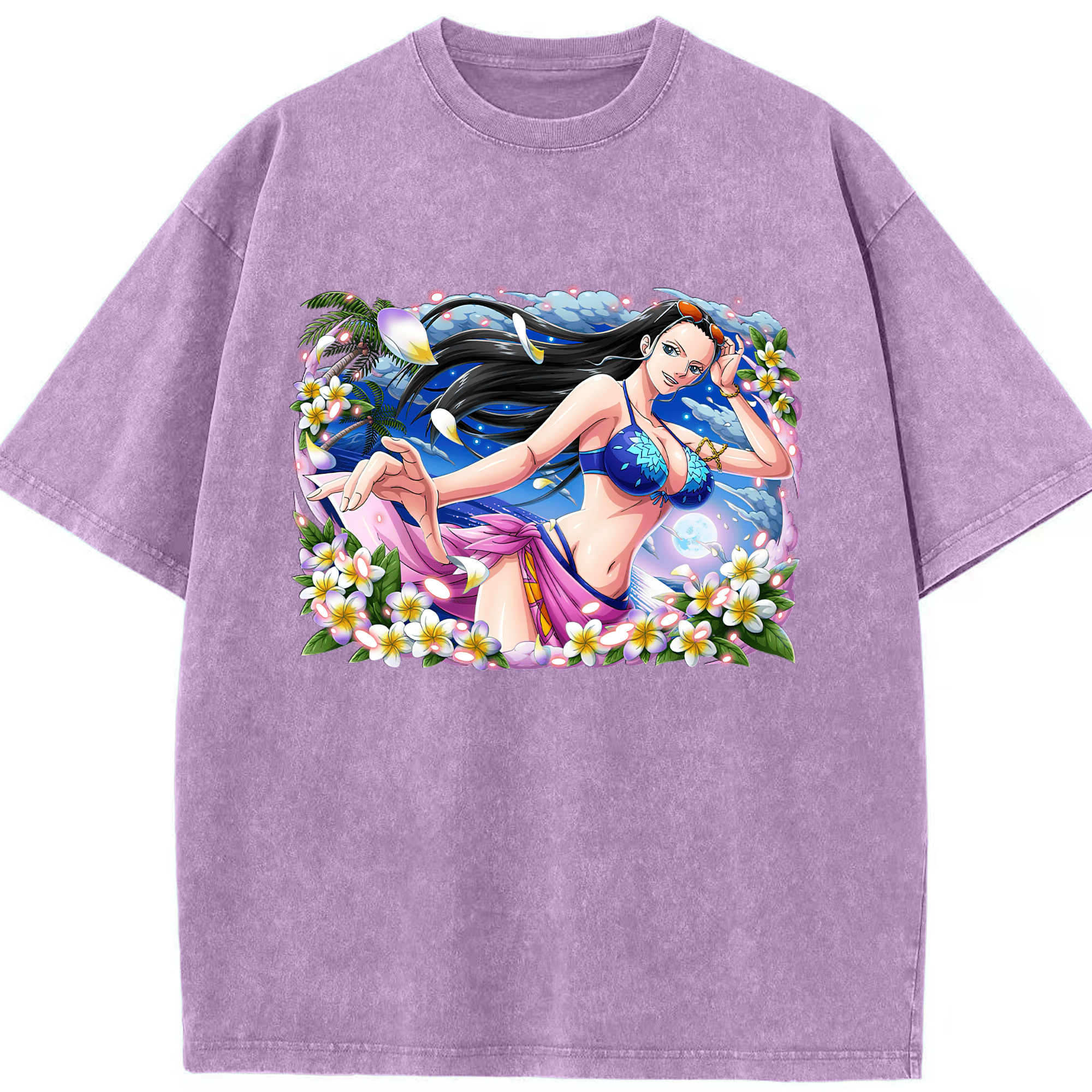 ワンピース ニコ・ロビン ONE PIECE Nico Robin 綿100% ヴィンテージ風 半袖Tシャツ（フロントプリント）