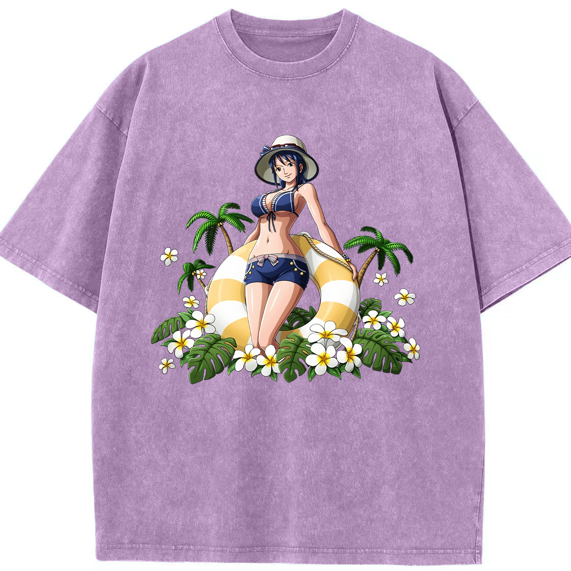 ワンピース ニコ・ロビン ONE PIECE Nico Robin 綿100% ヴィンテージ風 半袖Tシャツ（フロントプリント）