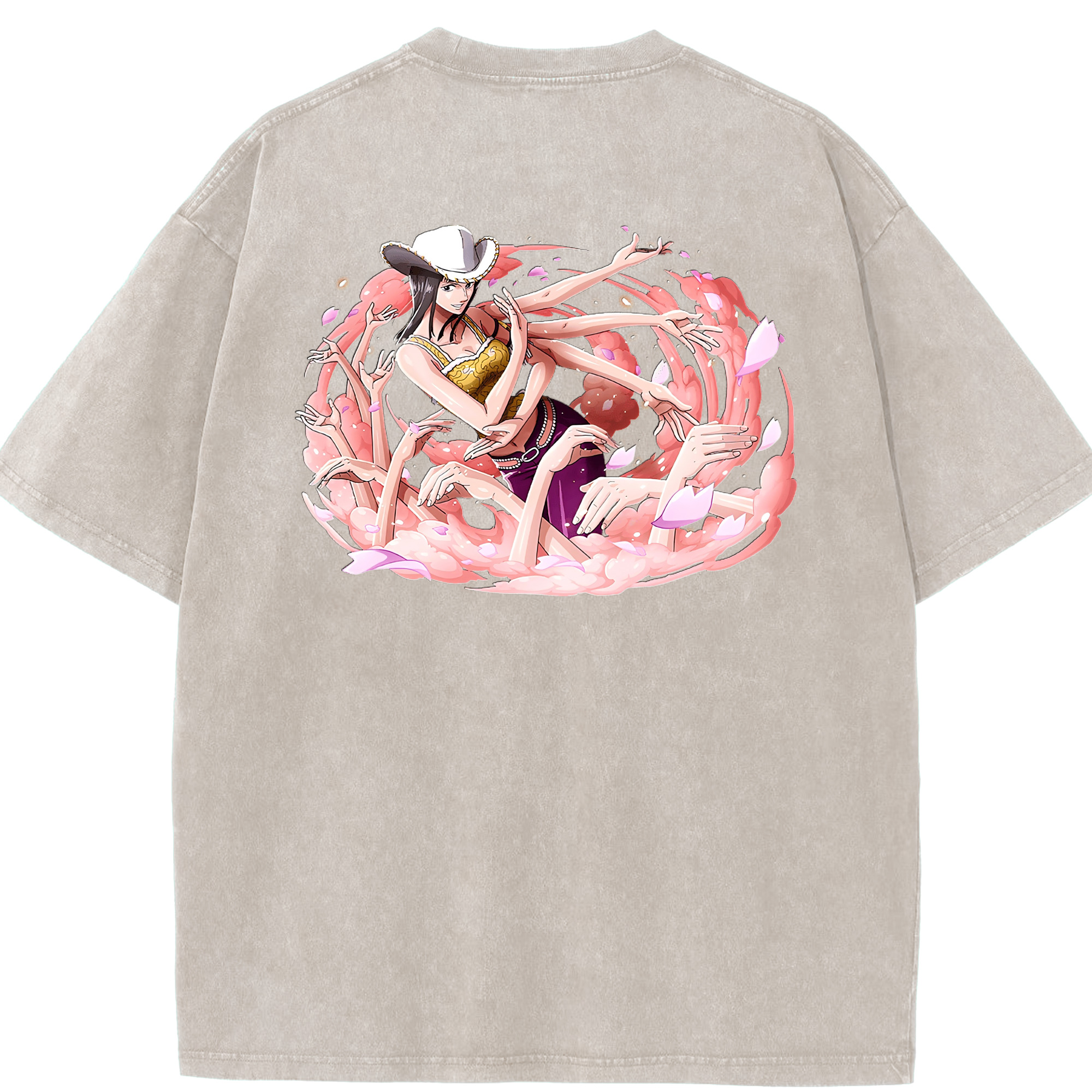 ワンピース ニコ・ロビン ONE PIECE Nico Robin 綿100% ヴィンテージ風 半袖Tシャツ（背面プリント）