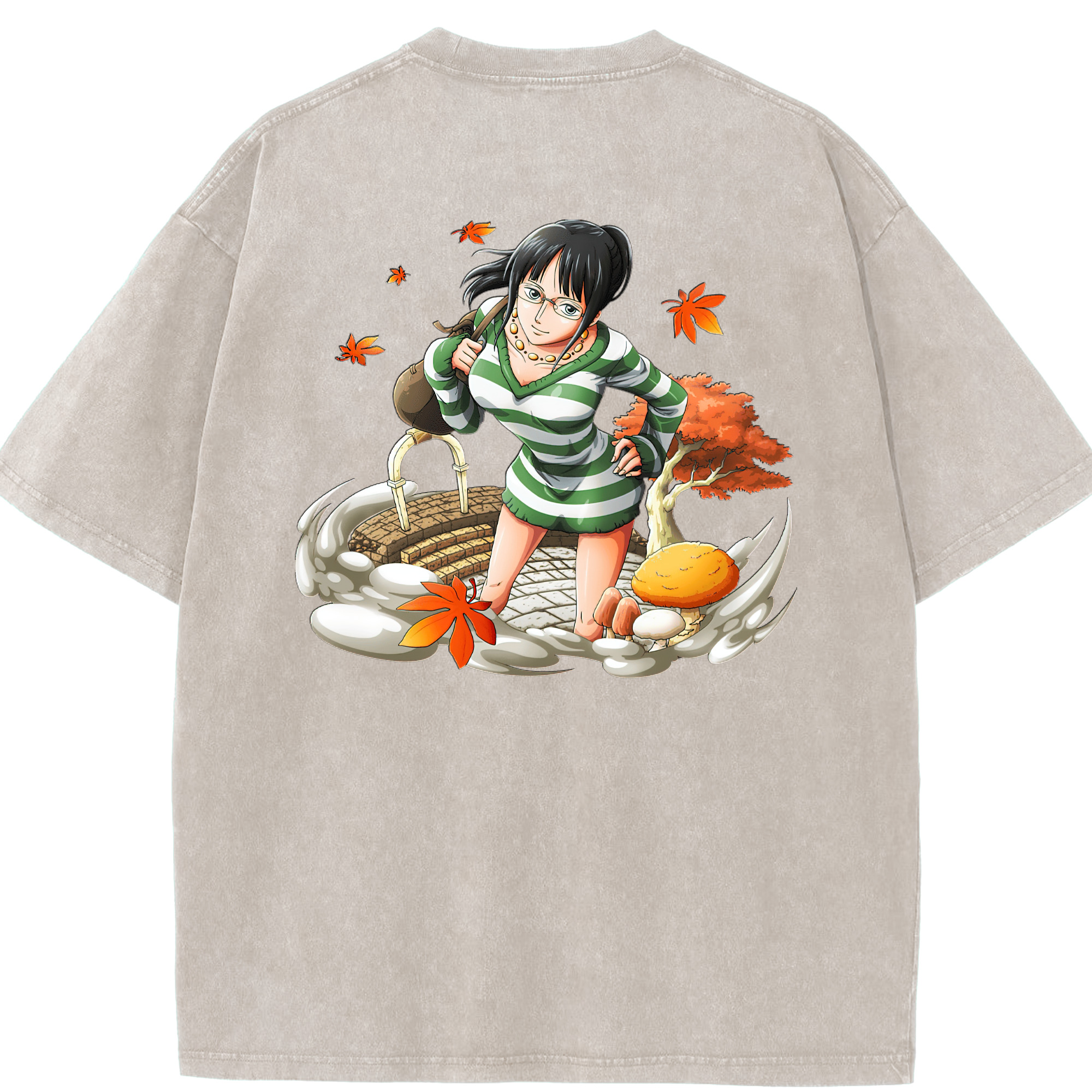 ワンピース ニコ・ロビン ONE PIECE Nico Robin 綿100% ヴィンテージ風 半袖Tシャツ（背面プリント）