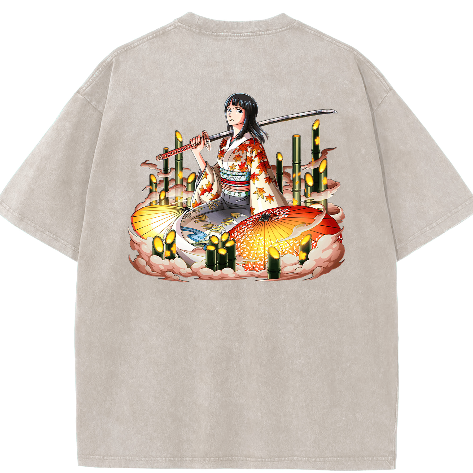 ワンピース ニコ・ロビン ONE PIECE Nico Robin 綿100% ヴィンテージ風 半袖Tシャツ（背面プリント）