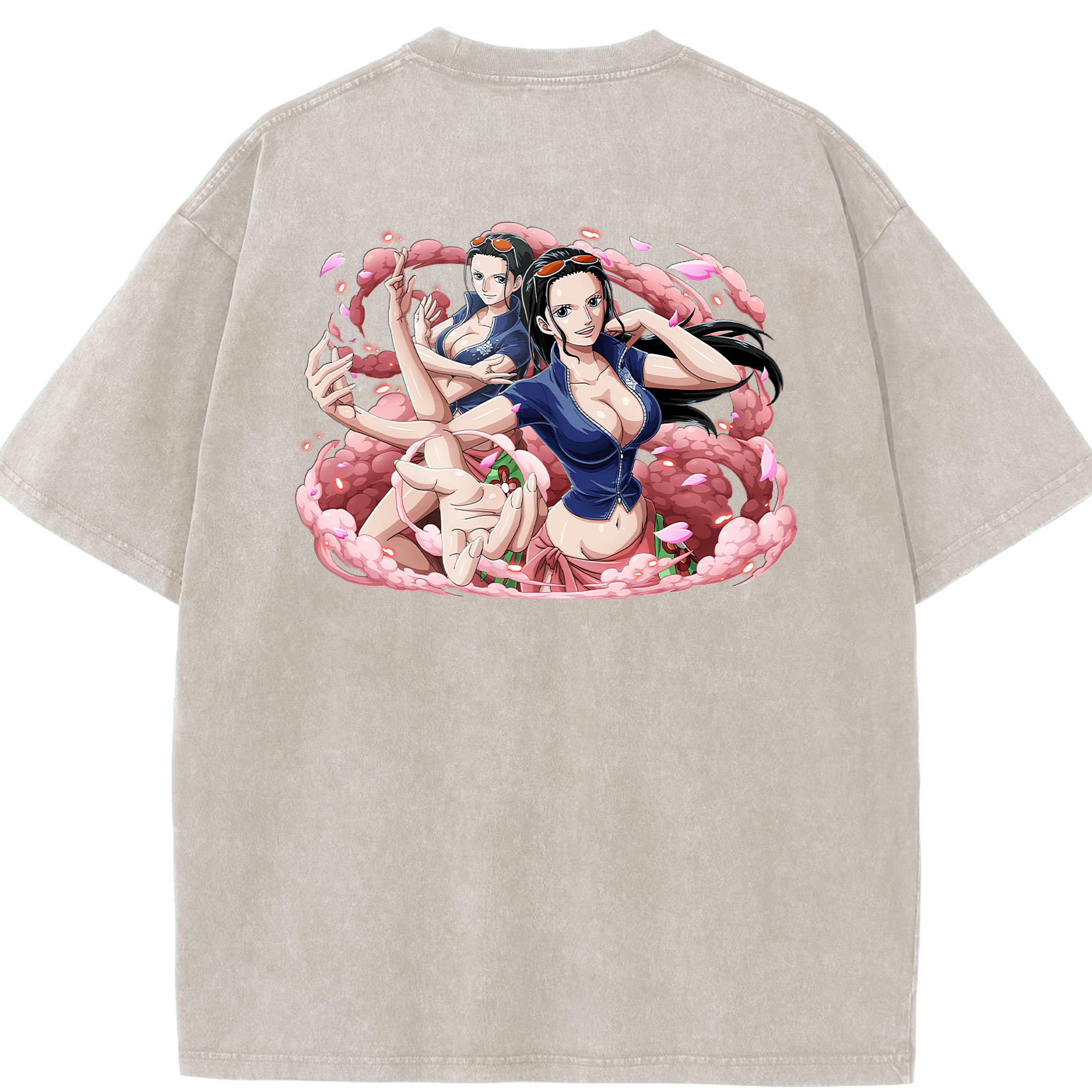 ワンピース ニコ・ロビン ONE PIECE Nico Robin 綿100% ヴィンテージ風 半袖Tシャツ（背面プリント）