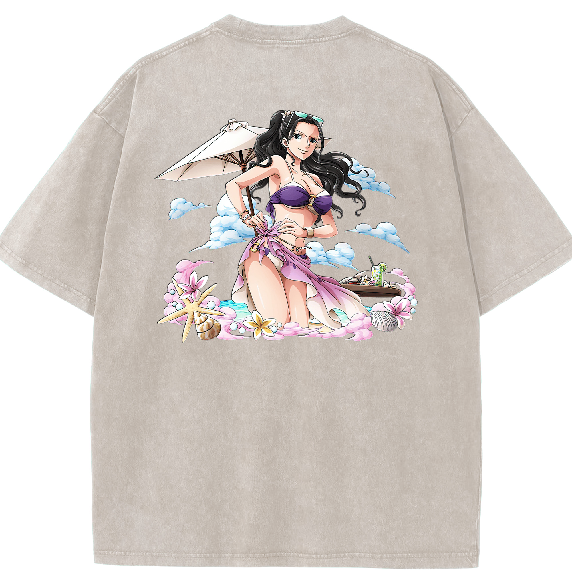 ワンピース ニコ・ロビン ONE PIECE Nico Robin 綿100% ヴィンテージ風 半袖Tシャツ（背面プリント）