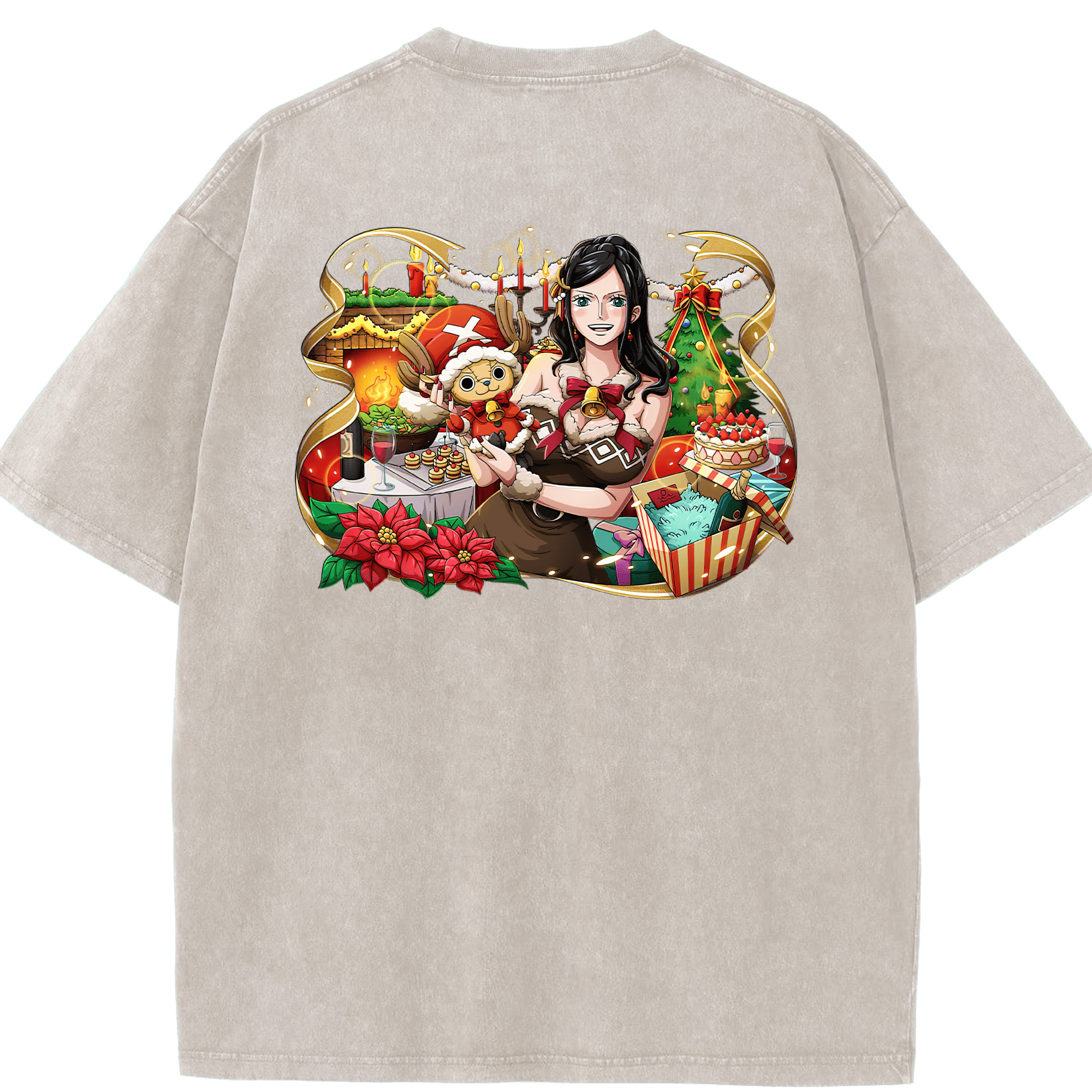 ワンピース ニコ・ロビン ONE PIECE Nico Robin 綿100% ヴィンテージ風 半袖Tシャツ（背面プリント）