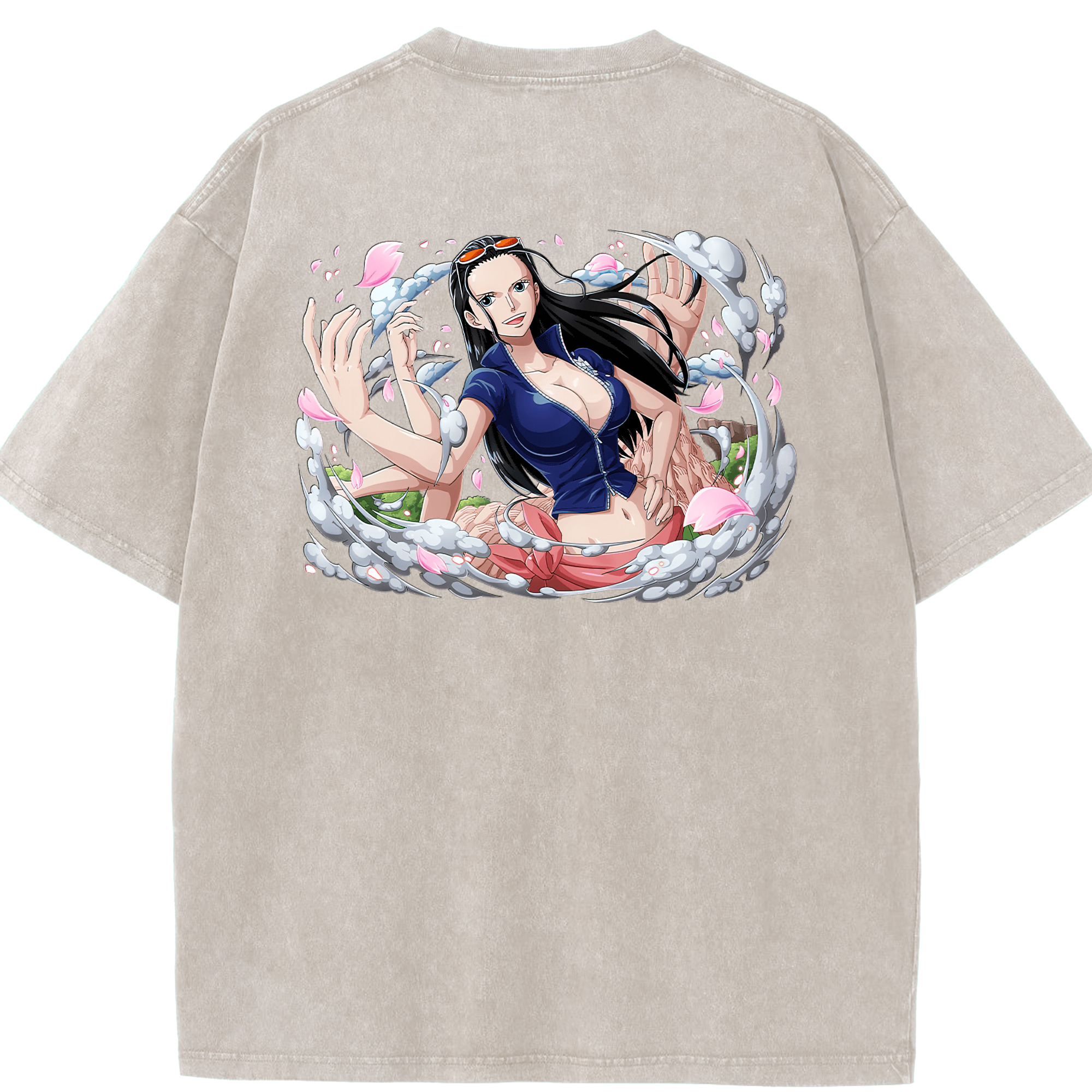 ワンピース ニコ・ロビン ONE PIECE Nico Robin 綿100% ヴィンテージ風 半袖Tシャツ（背面プリント）