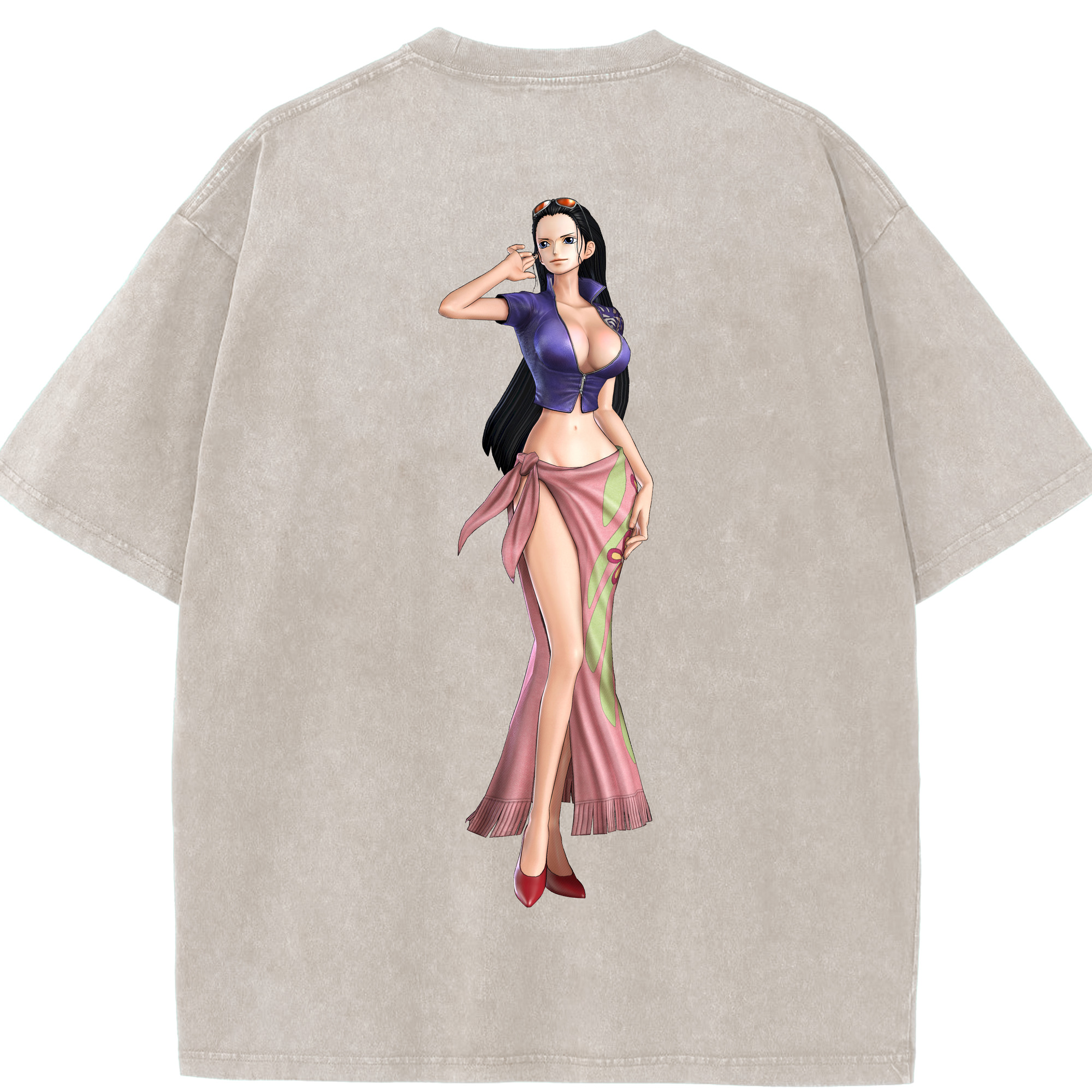 ワンピース ニコ・ロビン ONE PIECE Nico Robin 綿100% ヴィンテージ風 半袖Tシャツ（背面プリント）
