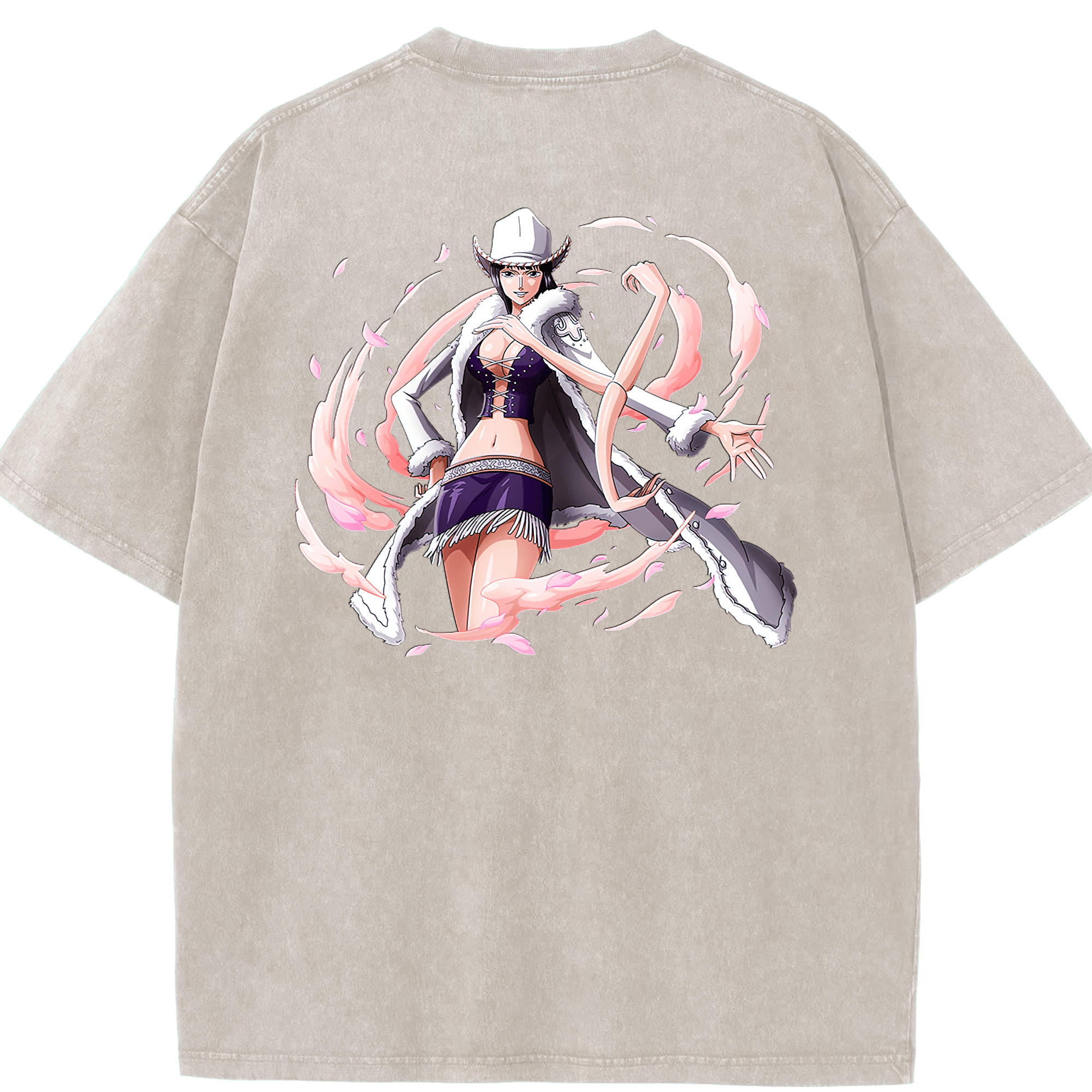 ワンピース ニコ・ロビン ONE PIECE Nico Robin 綿100% ヴィンテージ風 半袖Tシャツ（背面プリント）