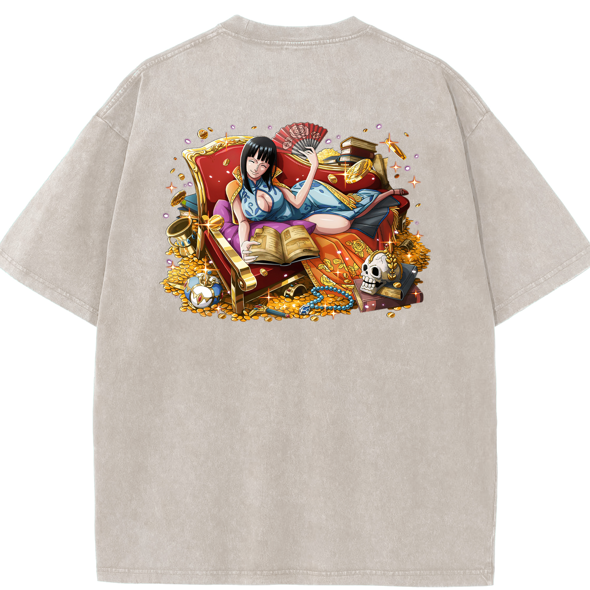 ワンピース ニコ・ロビン ONE PIECE Nico Robin 綿100% ヴィンテージ風 半袖Tシャツ（背面プリント）