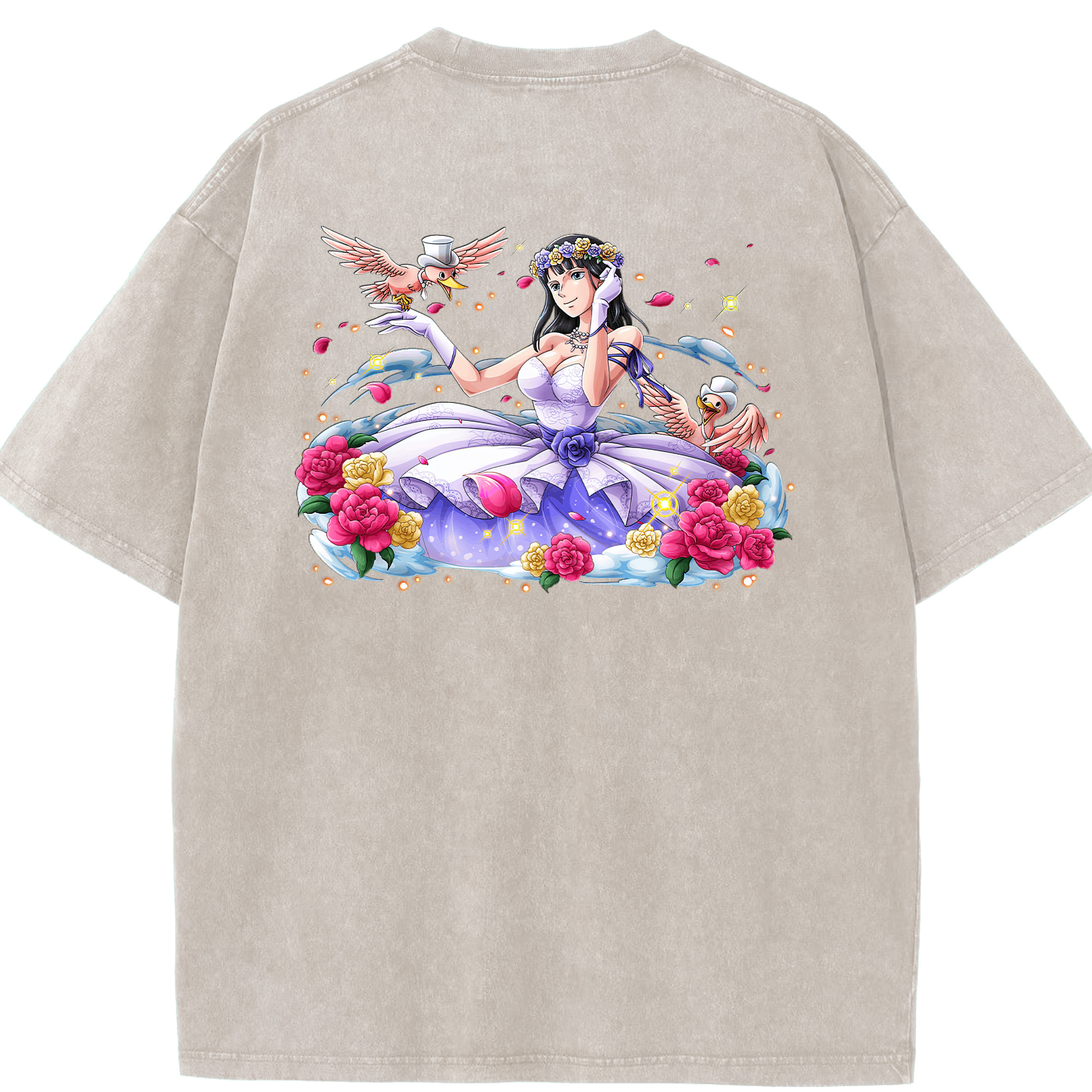 ワンピース ニコ・ロビン ONE PIECE Nico Robin 綿100% ヴィンテージ風 半袖Tシャツ（背面プリント）