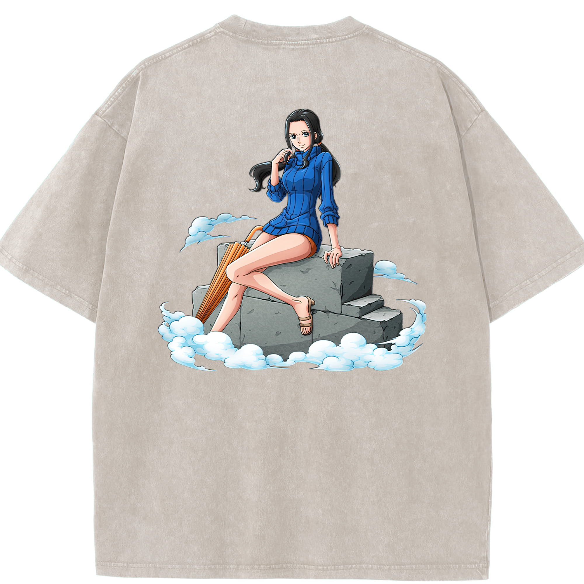 ワンピース ニコ・ロビン ONE PIECE Nico Robin 綿100% ヴィンテージ風 半袖Tシャツ（背面プリント）