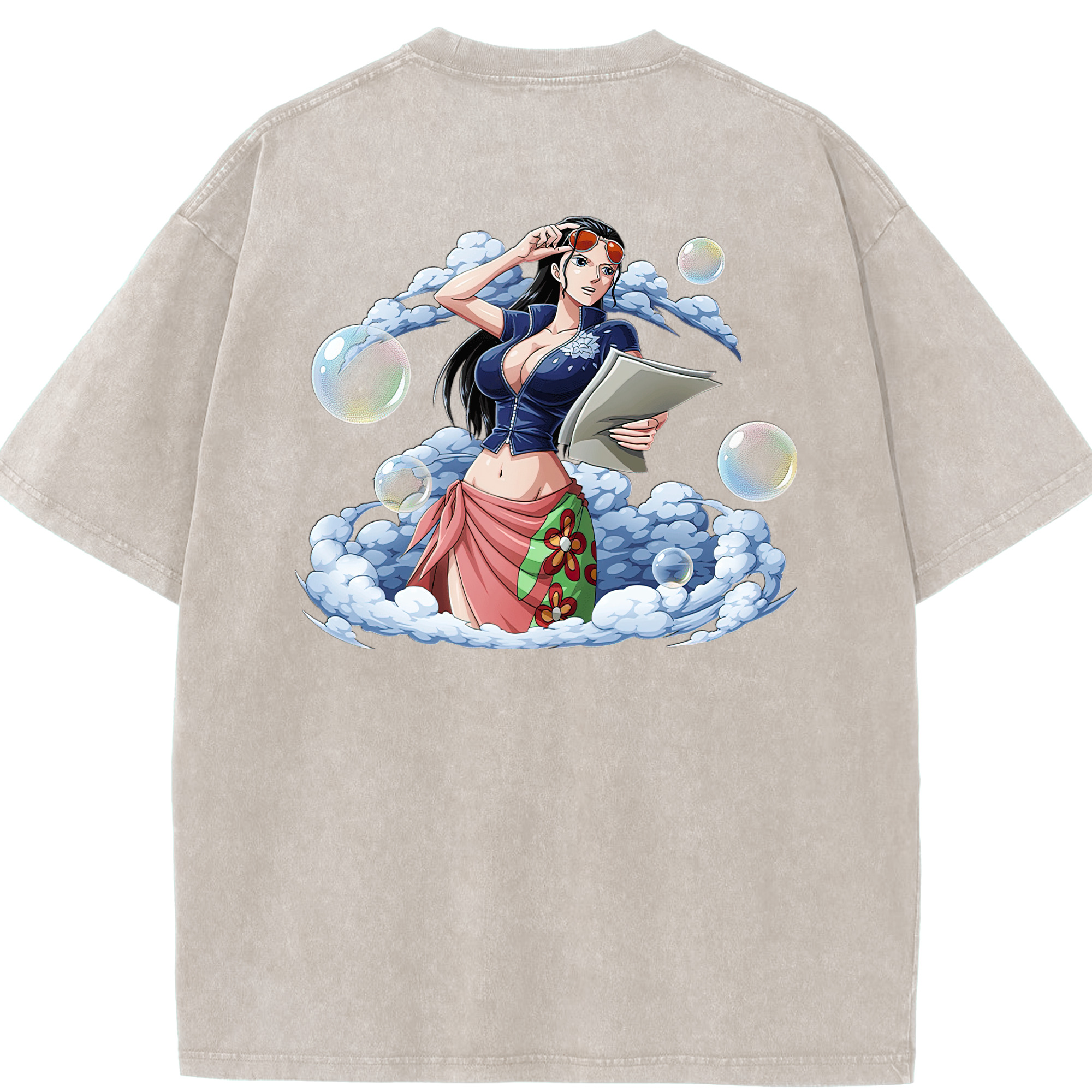 ワンピース ニコ・ロビン ONE PIECE Nico Robin 綿100% ヴィンテージ風 半袖Tシャツ（背面プリント）