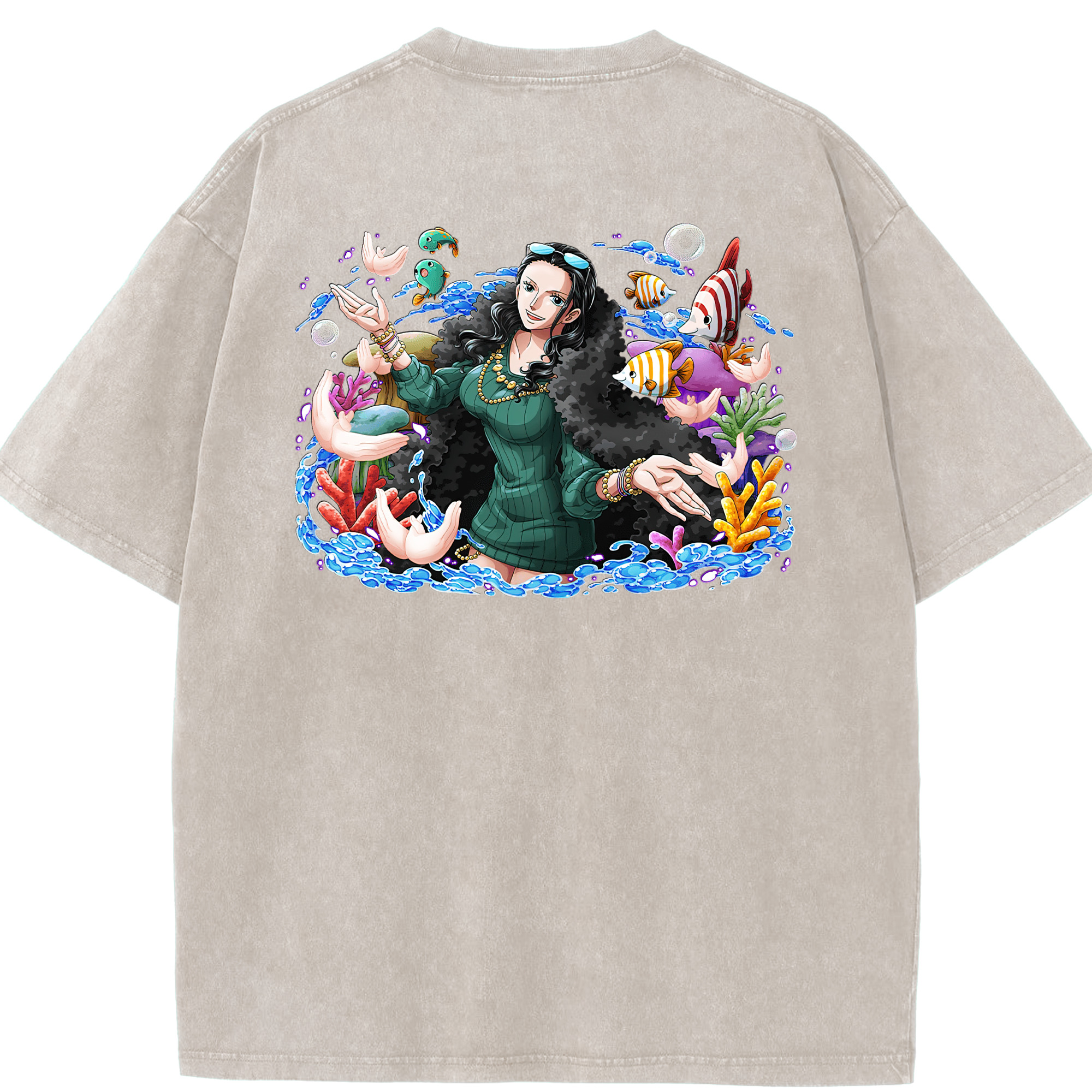 ワンピース ニコ・ロビン ONE PIECE Nico Robin 綿100% ヴィンテージ風 半袖Tシャツ（背面プリント）