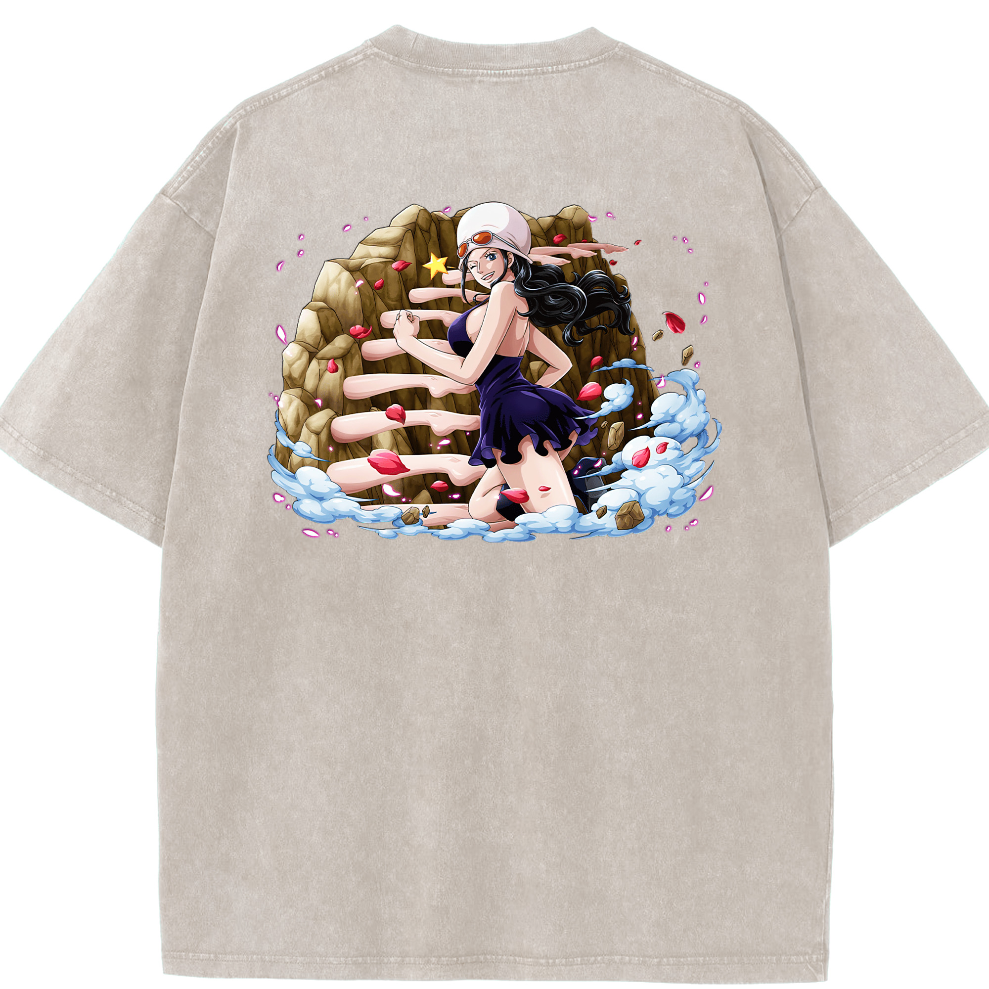 ワンピース ニコ・ロビン ONE PIECE Nico Robin 綿100% ヴィンテージ風 半袖Tシャツ（背面プリント）