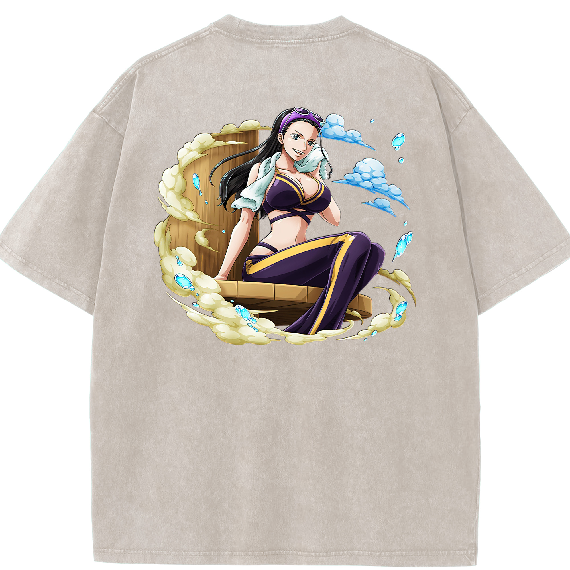 ワンピース ニコ・ロビン ONE PIECE Nico Robin 綿100% ヴィンテージ風 半袖Tシャツ（背面プリント）