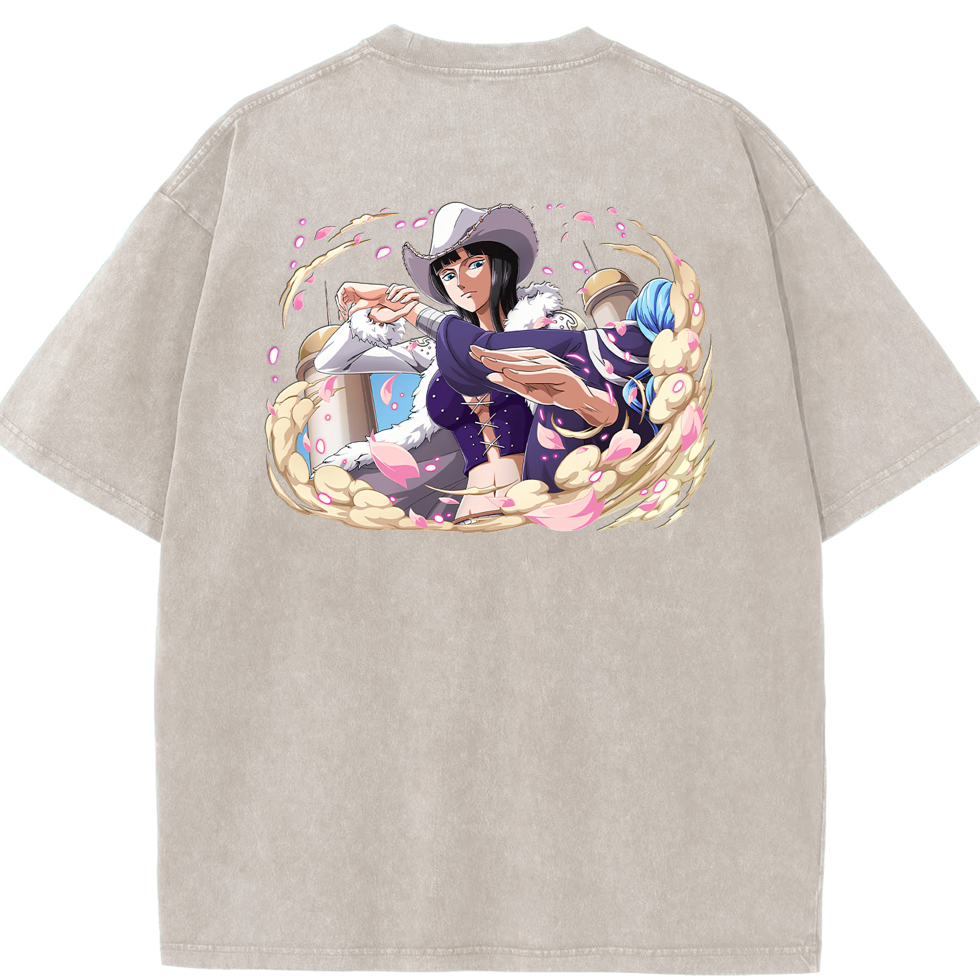 ワンピース ニコ・ロビン ONE PIECE Nico Robin 綿100% ヴィンテージ風 半袖Tシャツ（背面プリント）