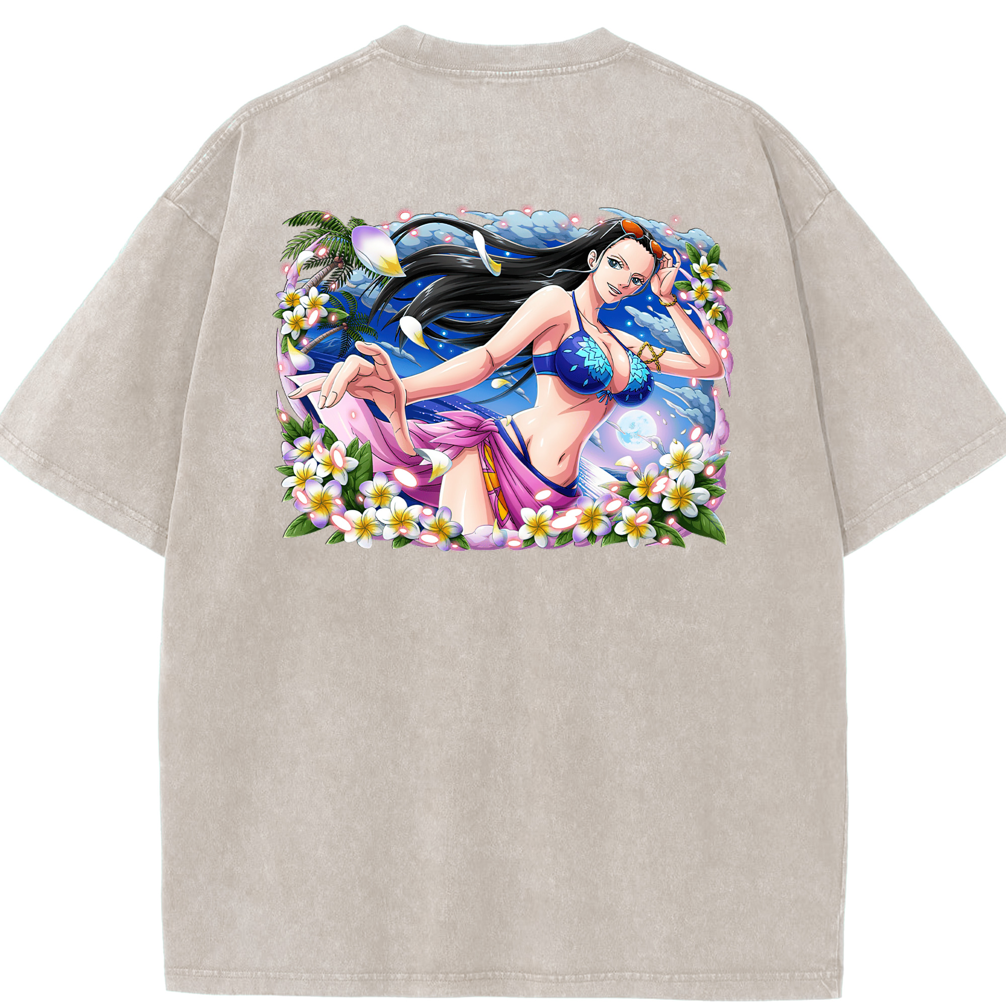 ワンピース ニコ・ロビン ONE PIECE Nico Robin 綿100% ヴィンテージ風 半袖Tシャツ（背面プリント）