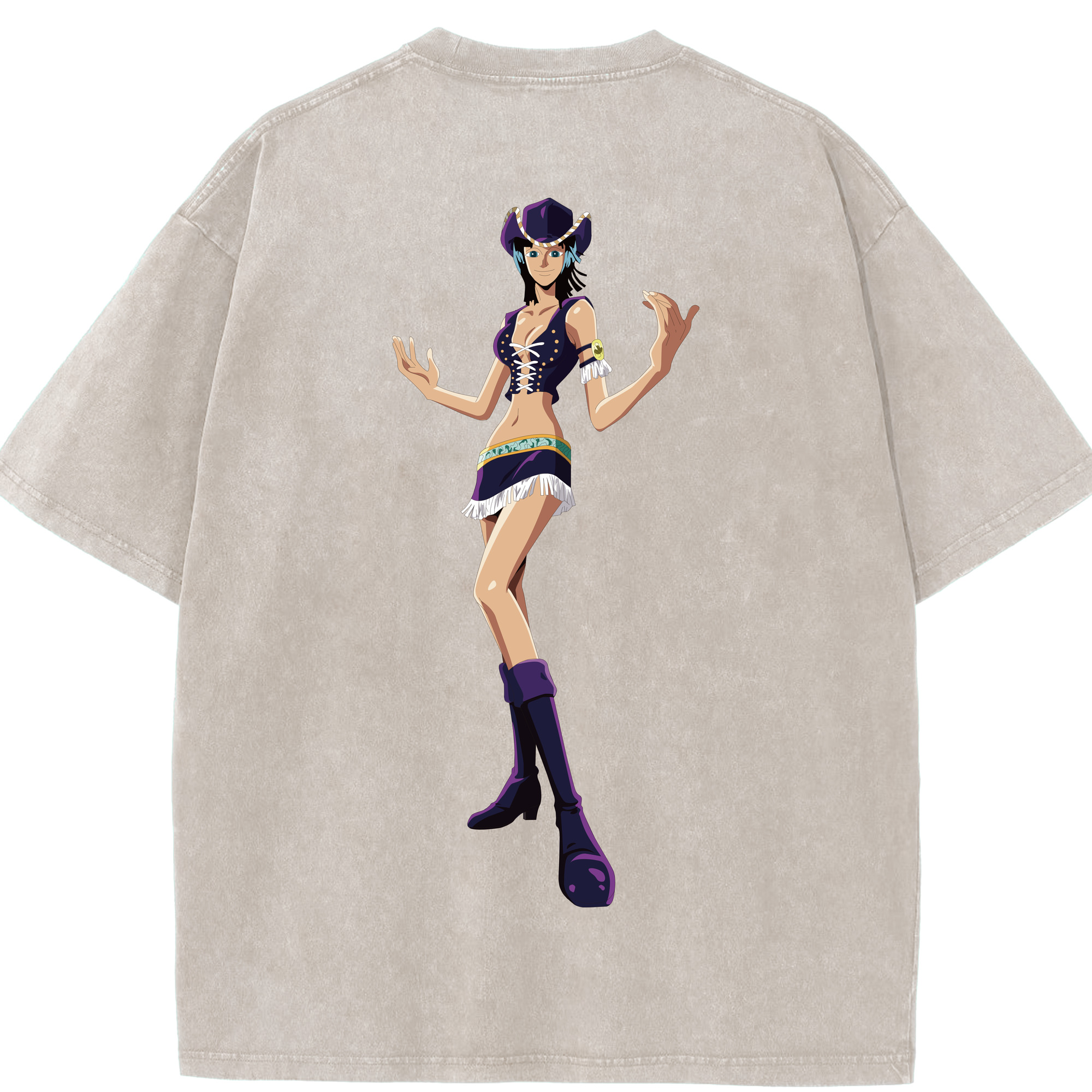 ワンピース ニコ・ロビン ONE PIECE Nico Robin 綿100% ヴィンテージ風 半袖Tシャツ（背面プリント）
