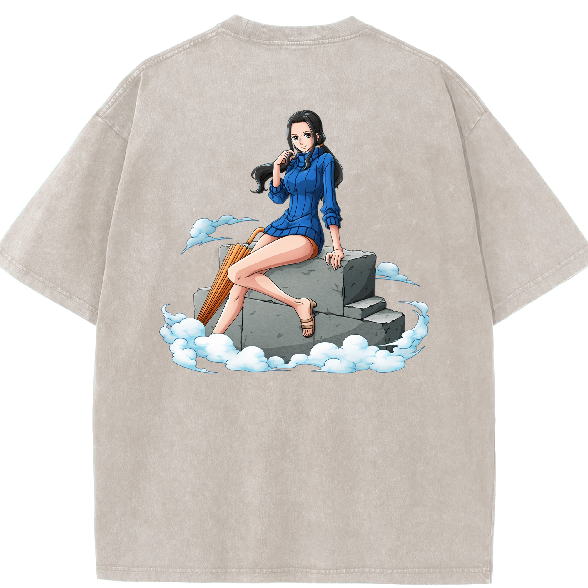 ワンピース ニコ・ロビン ONE PIECE Nico Robin 綿100% ヴィンテージ風 半袖Tシャツ（背面プリント）