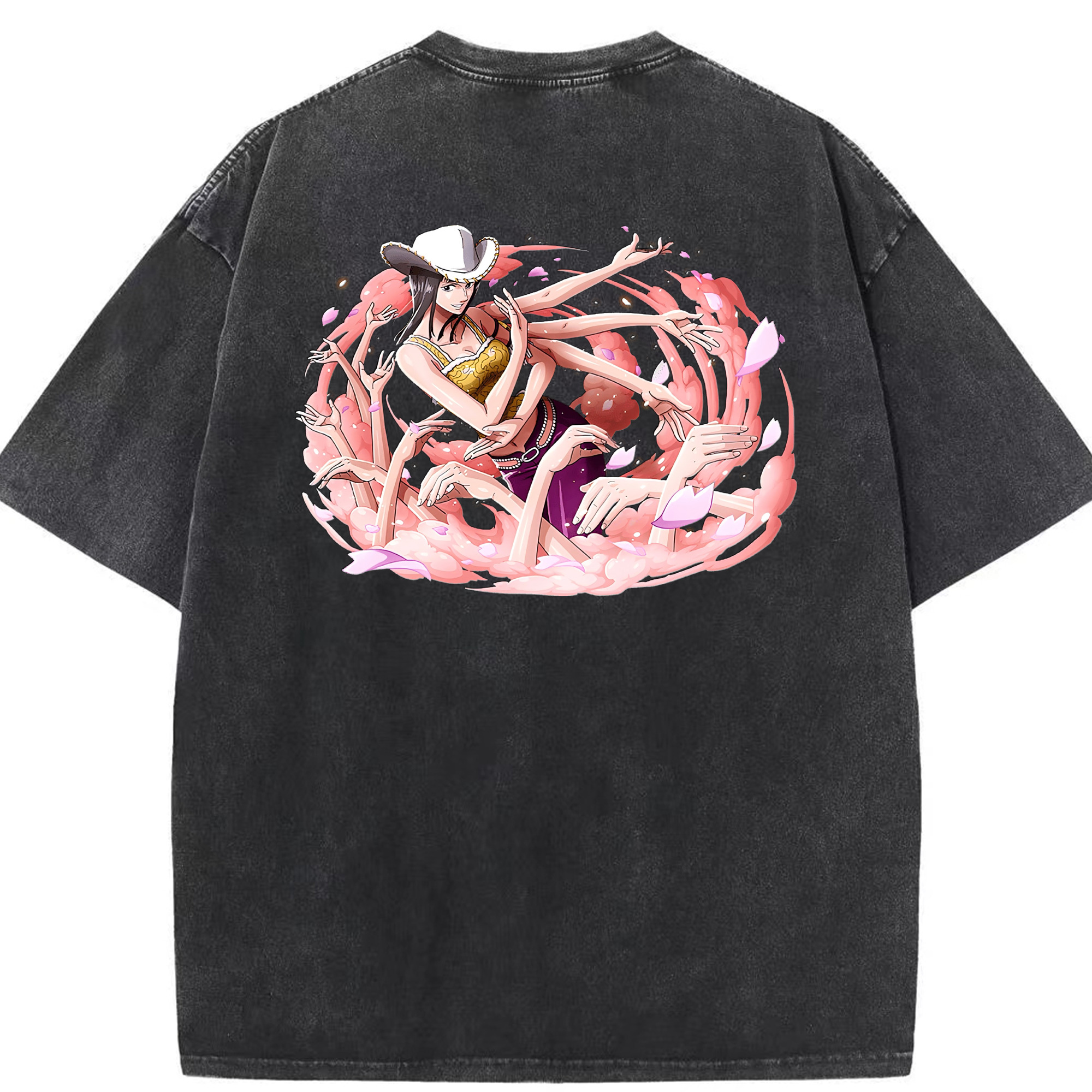 ワンピース ニコ・ロビン ONE PIECE Nico Robin 綿100% ヴィンテージ風 半袖Tシャツ（背面プリント）