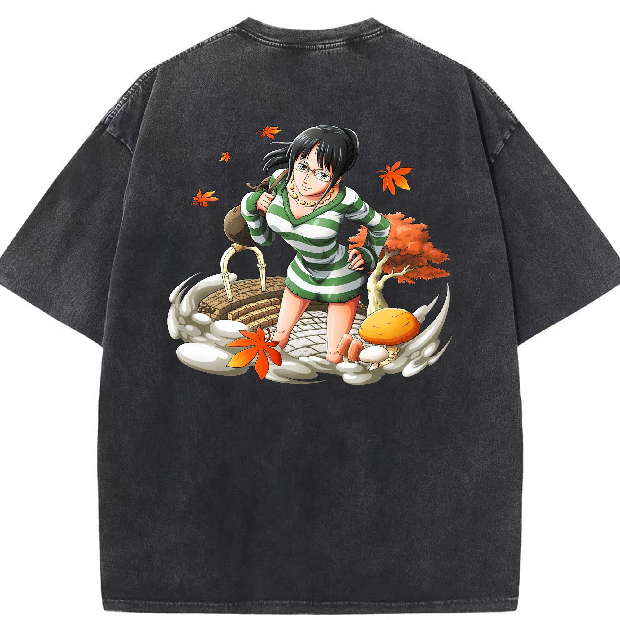ワンピース ニコ・ロビン ONE PIECE Nico Robin 綿100% ヴィンテージ風 半袖Tシャツ（背面プリント）