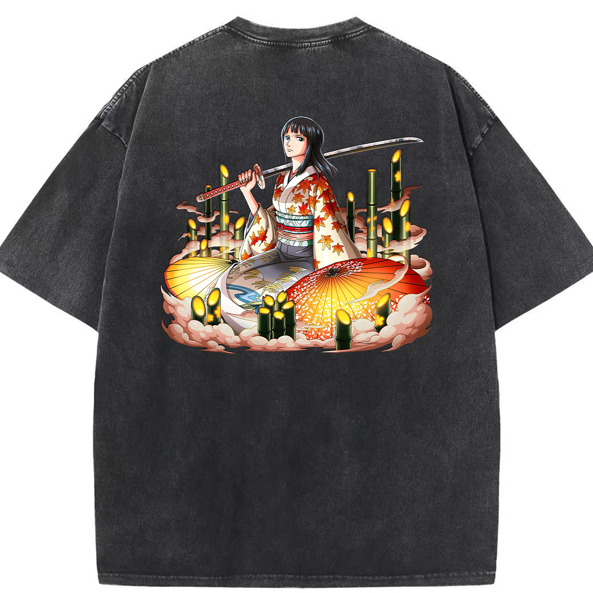 ワンピース ニコ・ロビン ONE PIECE Nico Robin 綿100% ヴィンテージ風 半袖Tシャツ（背面プリント）