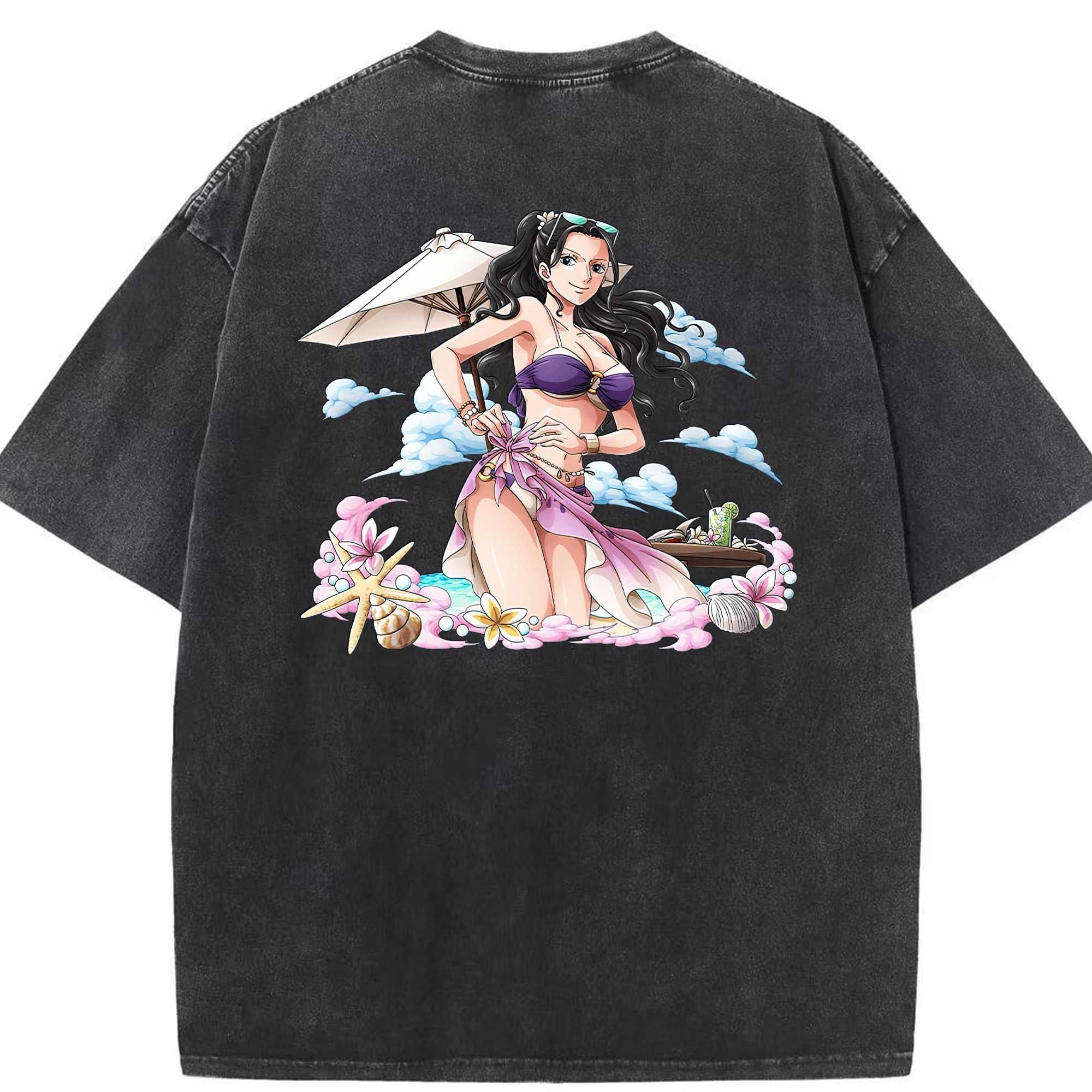 ワンピース ニコ・ロビン ONE PIECE Nico Robin 綿100% ヴィンテージ風 半袖Tシャツ（背面プリント）