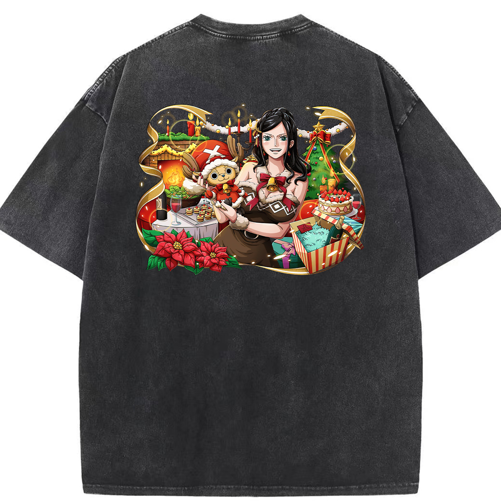 ワンピース ニコ・ロビン ONE PIECE Nico Robin 綿100% ヴィンテージ風 半袖Tシャツ（背面プリント）