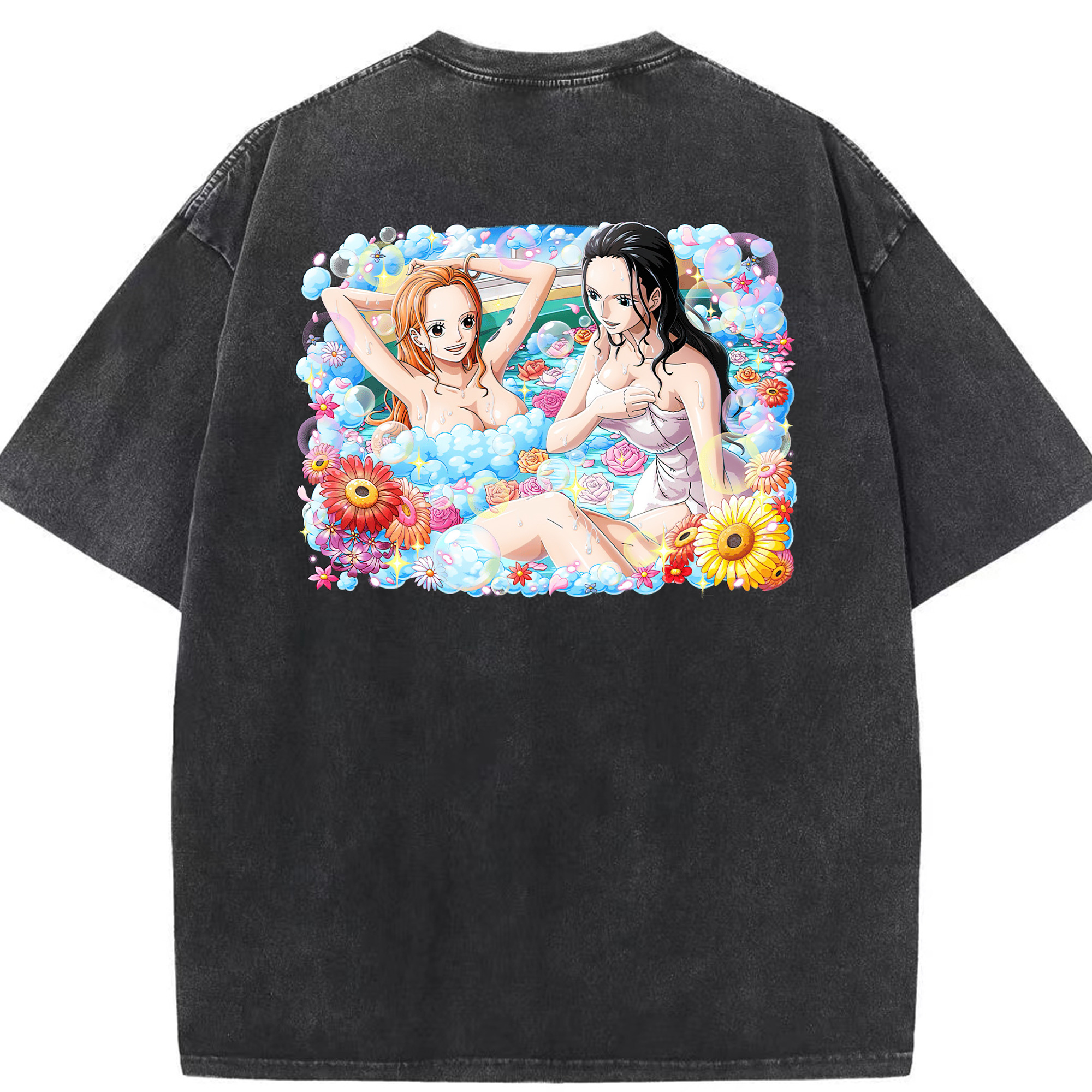 ワンピース ニコ・ロビン ONE PIECE Nico Robin 綿100% ヴィンテージ風 半袖Tシャツ（背面プリント）