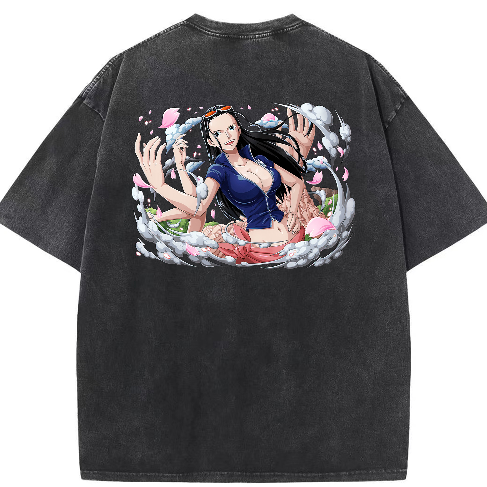 ワンピース ニコ・ロビン ONE PIECE Nico Robin 綿100% ヴィンテージ風 半袖Tシャツ（背面プリント）
