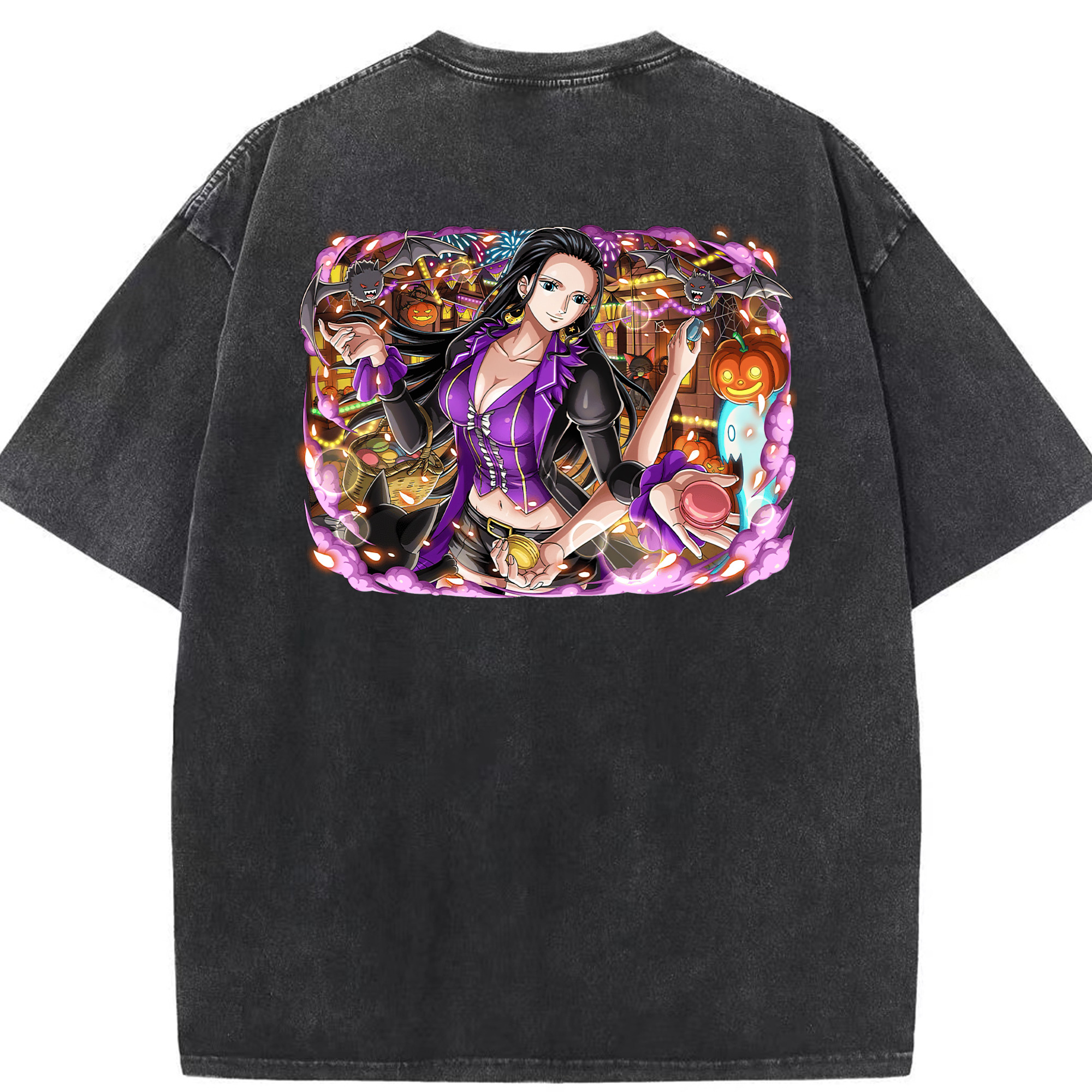 ワンピース ニコ・ロビン ONE PIECE Nico Robin 綿100% ヴィンテージ風 半袖Tシャツ（背面プリント）