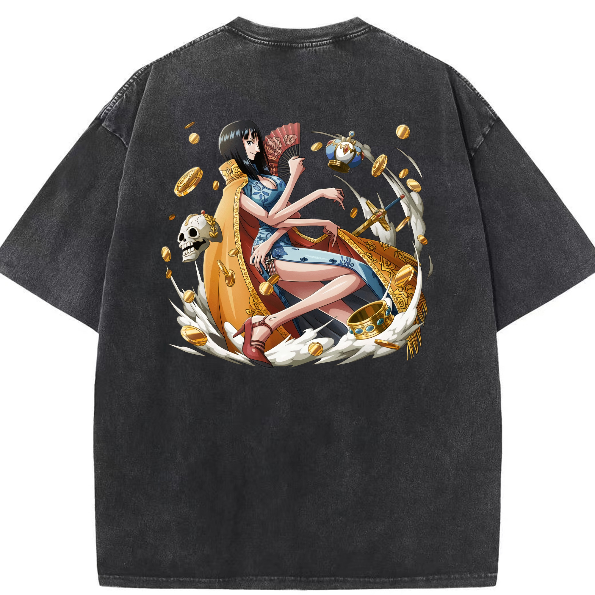 ワンピース ニコ・ロビン ONE PIECE Nico Robin 綿100% ヴィンテージ風 半袖Tシャツ（背面プリント）