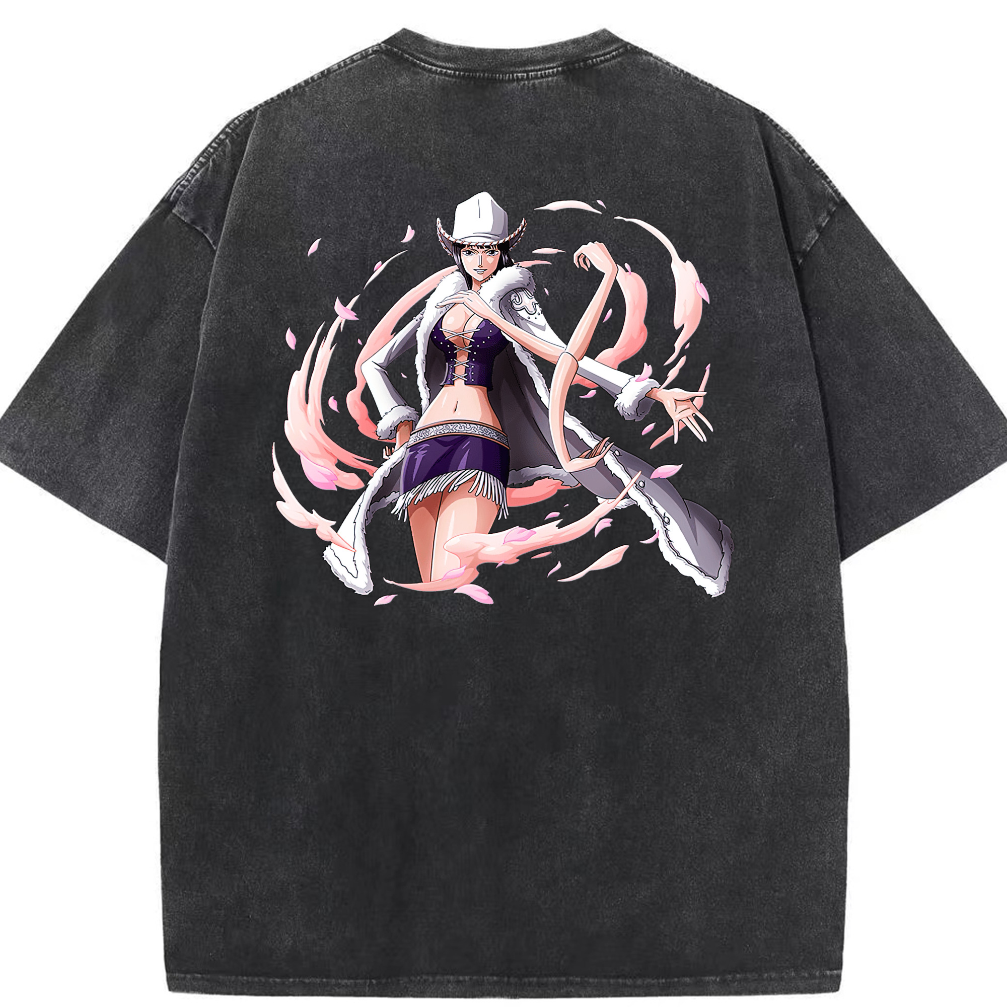 ワンピース ニコ・ロビン ONE PIECE Nico Robin 綿100% ヴィンテージ風 半袖Tシャツ（背面プリント）
