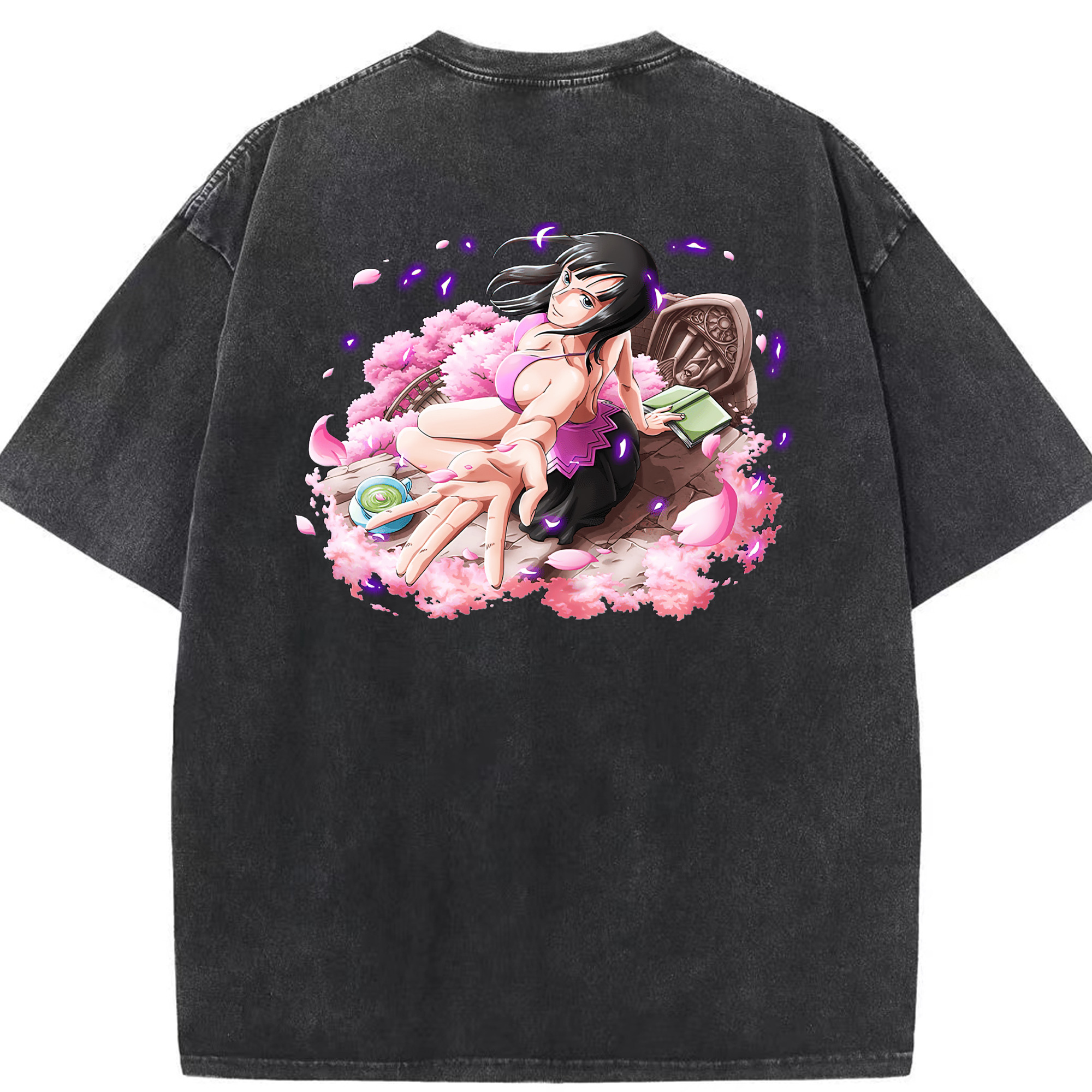ワンピース ニコ・ロビン ONE PIECE Nico Robin 綿100% ヴィンテージ風 半袖Tシャツ（背面プリント）