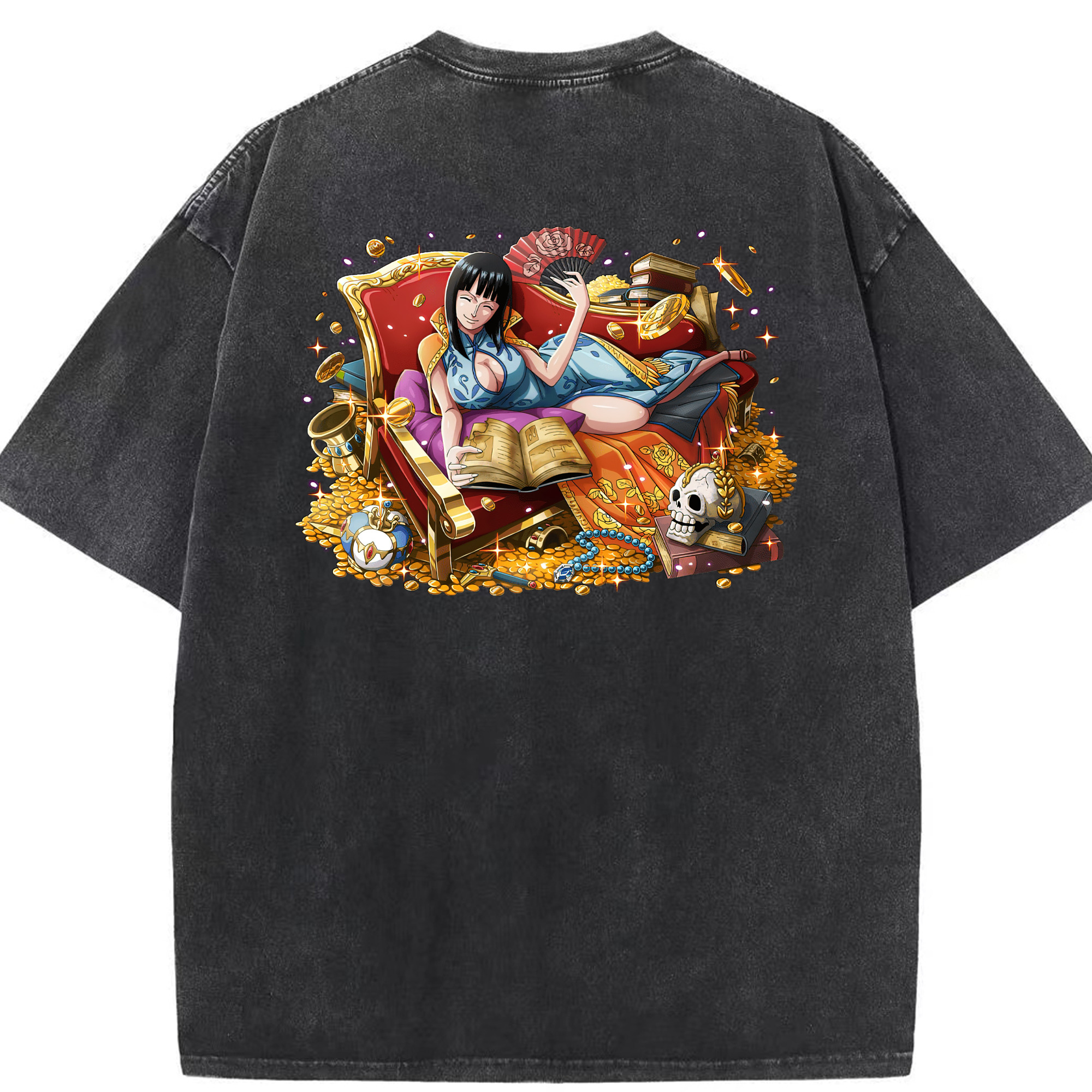 ワンピース ニコ・ロビン ONE PIECE Nico Robin 綿100% ヴィンテージ風 半袖Tシャツ（背面プリント）
