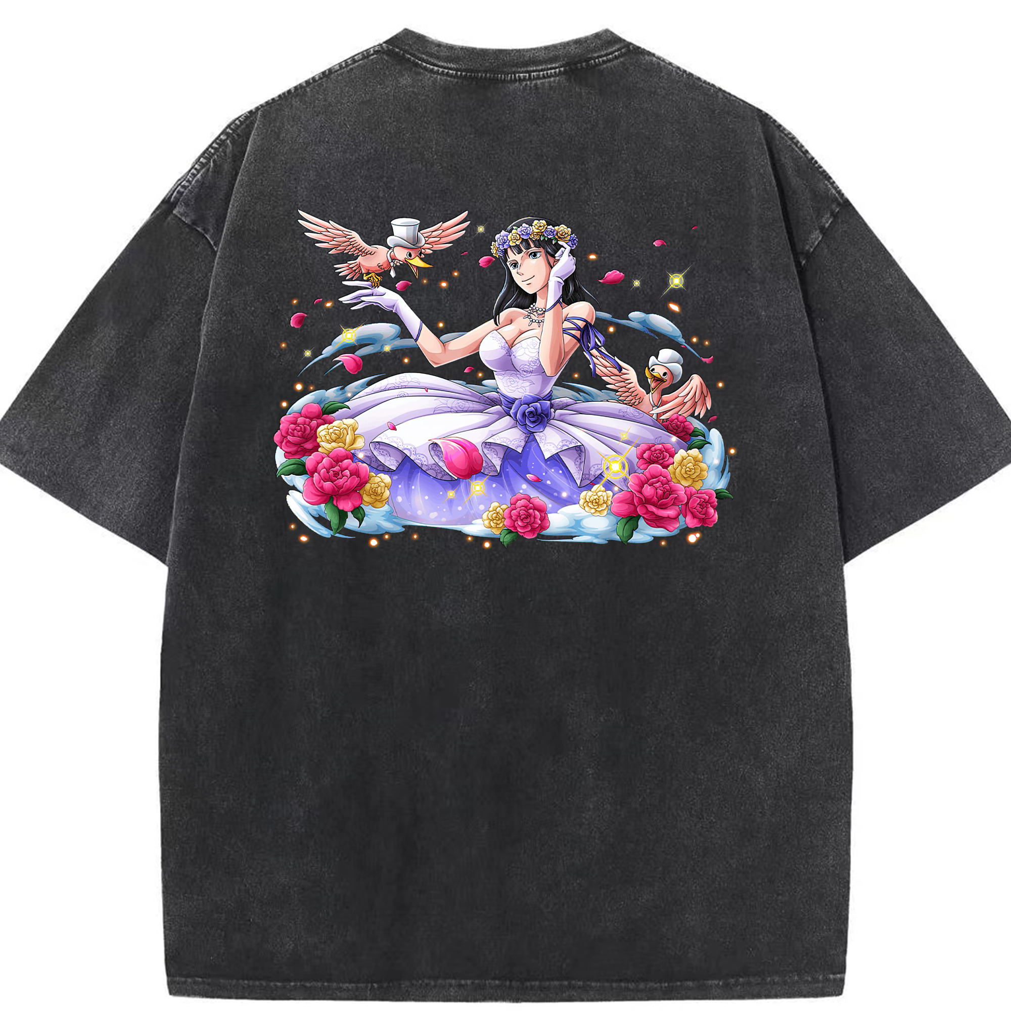 ワンピース ニコ・ロビン ONE PIECE Nico Robin 綿100% ヴィンテージ風 半袖Tシャツ（背面プリント）