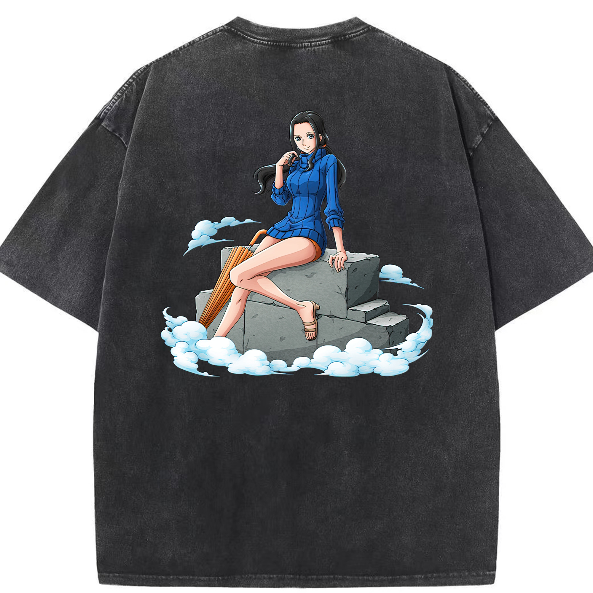 ワンピース ニコ・ロビン ONE PIECE Nico Robin 綿100% ヴィンテージ風 半袖Tシャツ（背面プリント）
