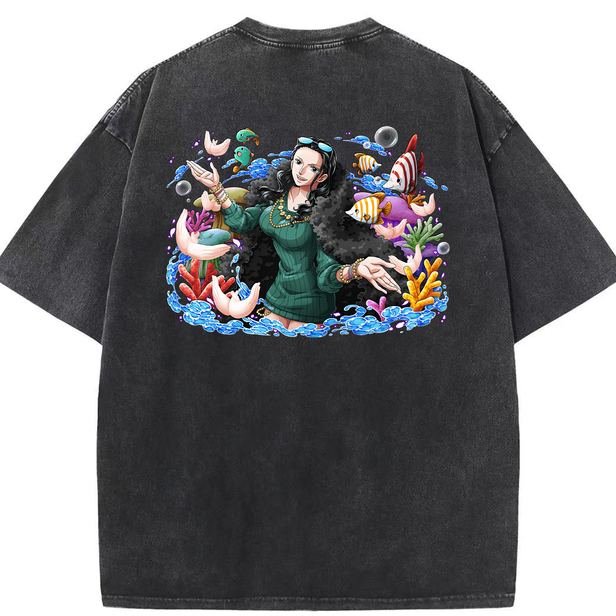 ワンピース ニコ・ロビン ONE PIECE Nico Robin 綿100% ヴィンテージ風 半袖Tシャツ（背面プリント）