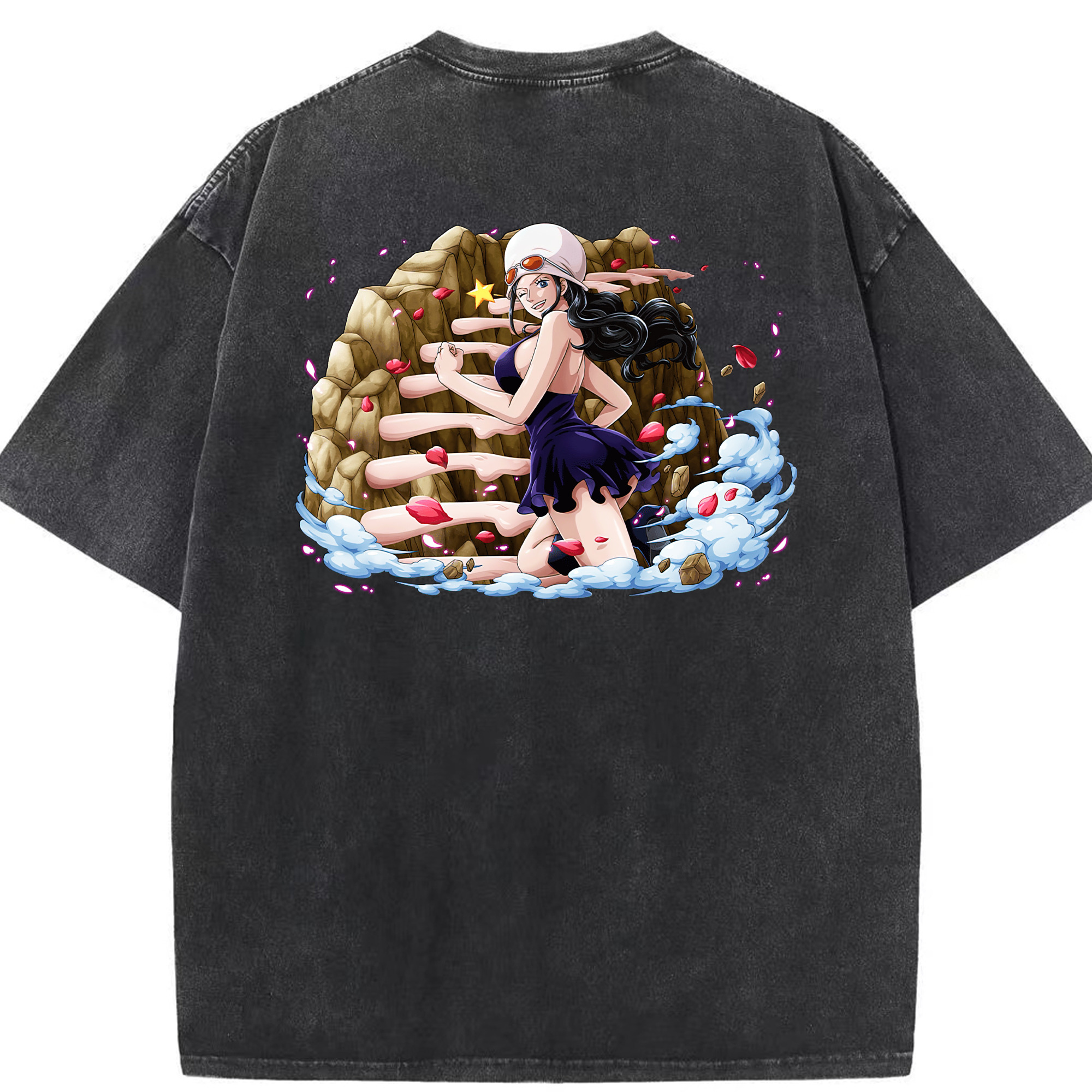 ワンピース ニコ・ロビン ONE PIECE Nico Robin 綿100% ヴィンテージ風 半袖Tシャツ（背面プリント）
