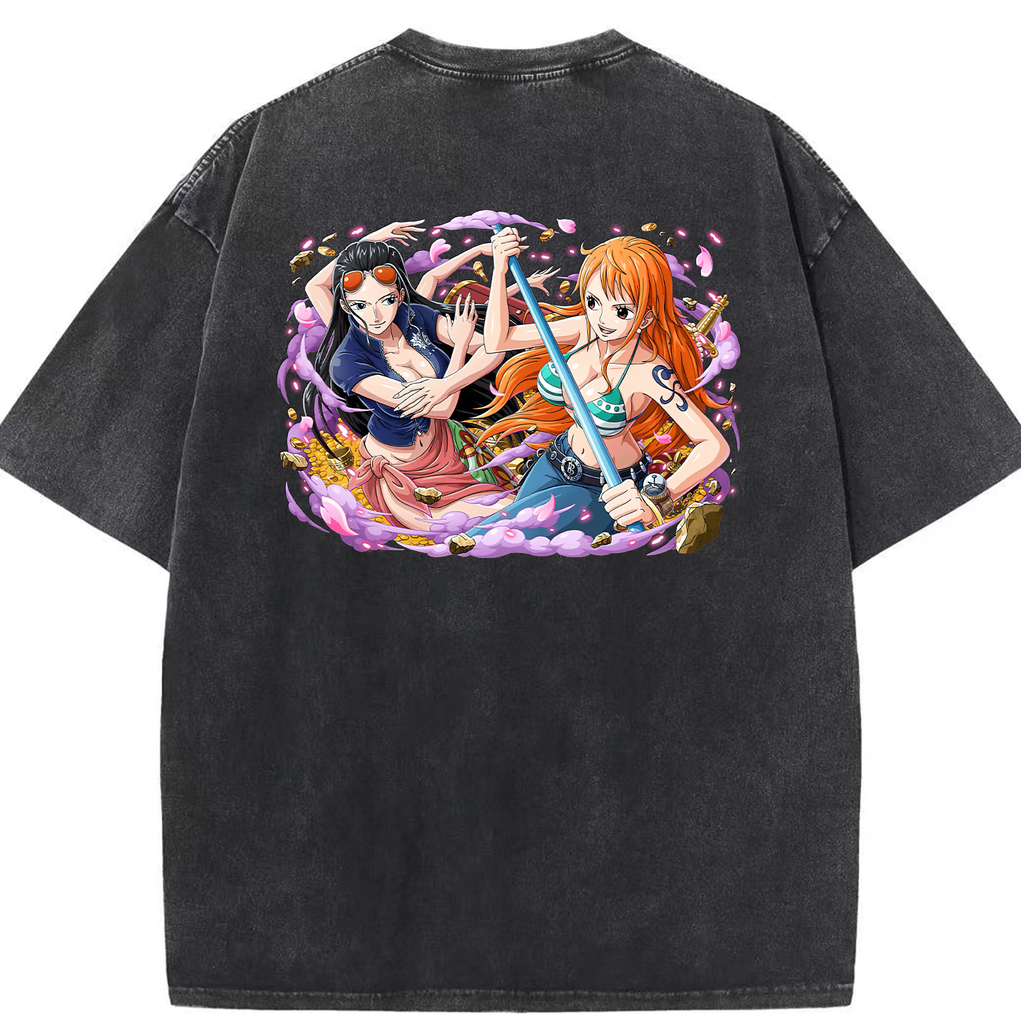 ワンピース ニコ・ロビン ONE PIECE Nico Robin 綿100% ヴィンテージ風 半袖Tシャツ（背面プリント）