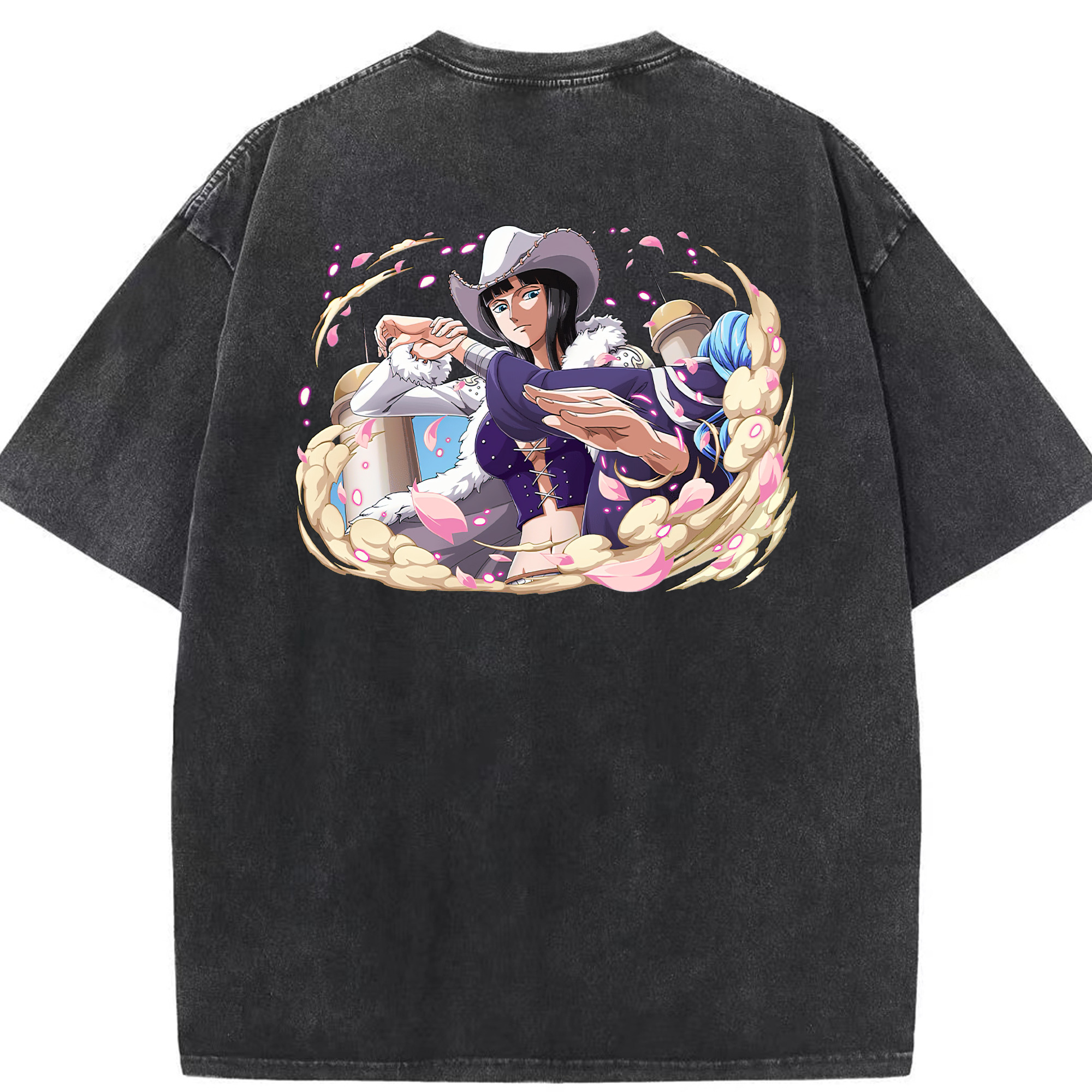 ワンピース ニコ・ロビン ONE PIECE Nico Robin 綿100% ヴィンテージ風 半袖Tシャツ（背面プリント）