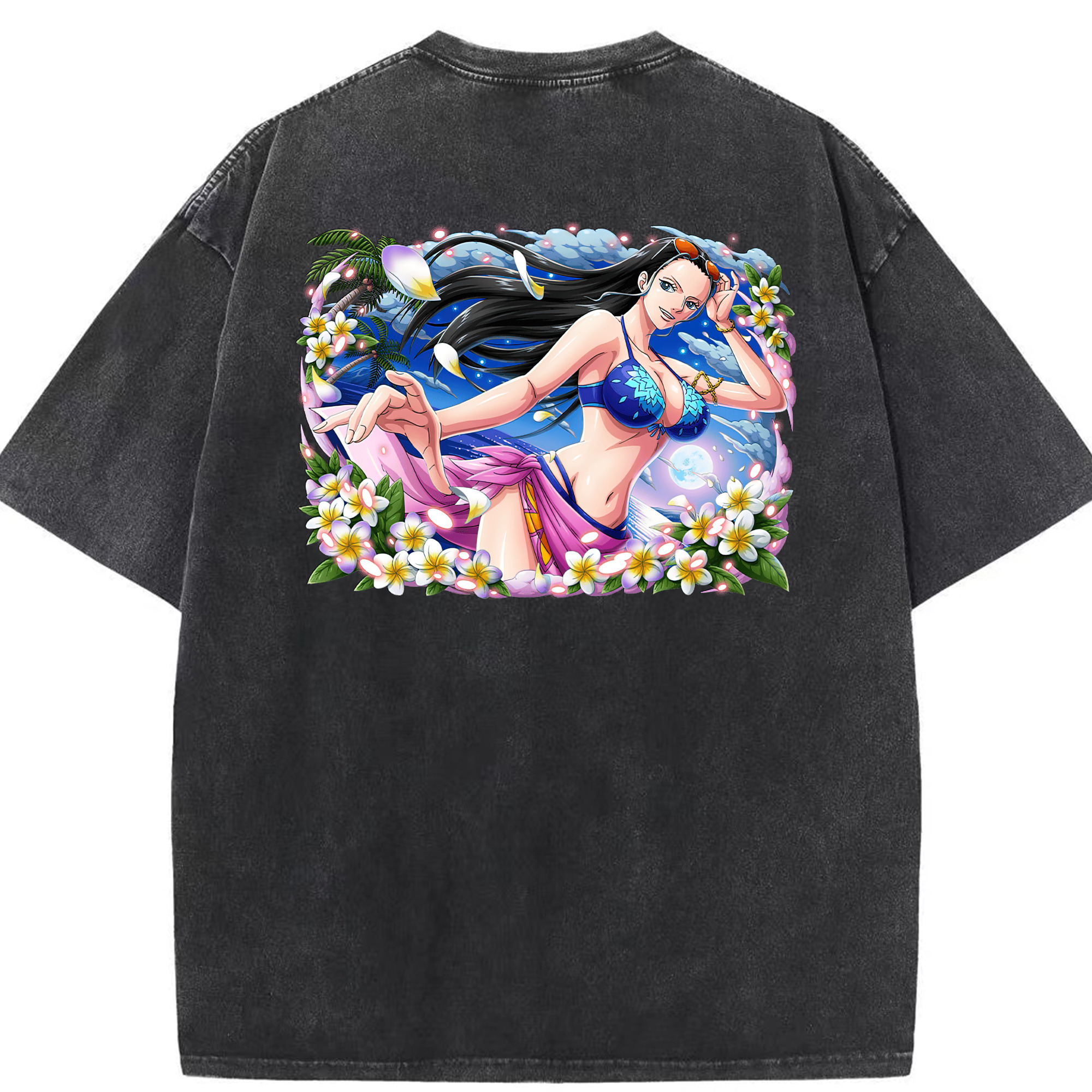 ワンピース ニコ・ロビン ONE PIECE Nico Robin 綿100% ヴィンテージ風 半袖Tシャツ（背面プリント）
