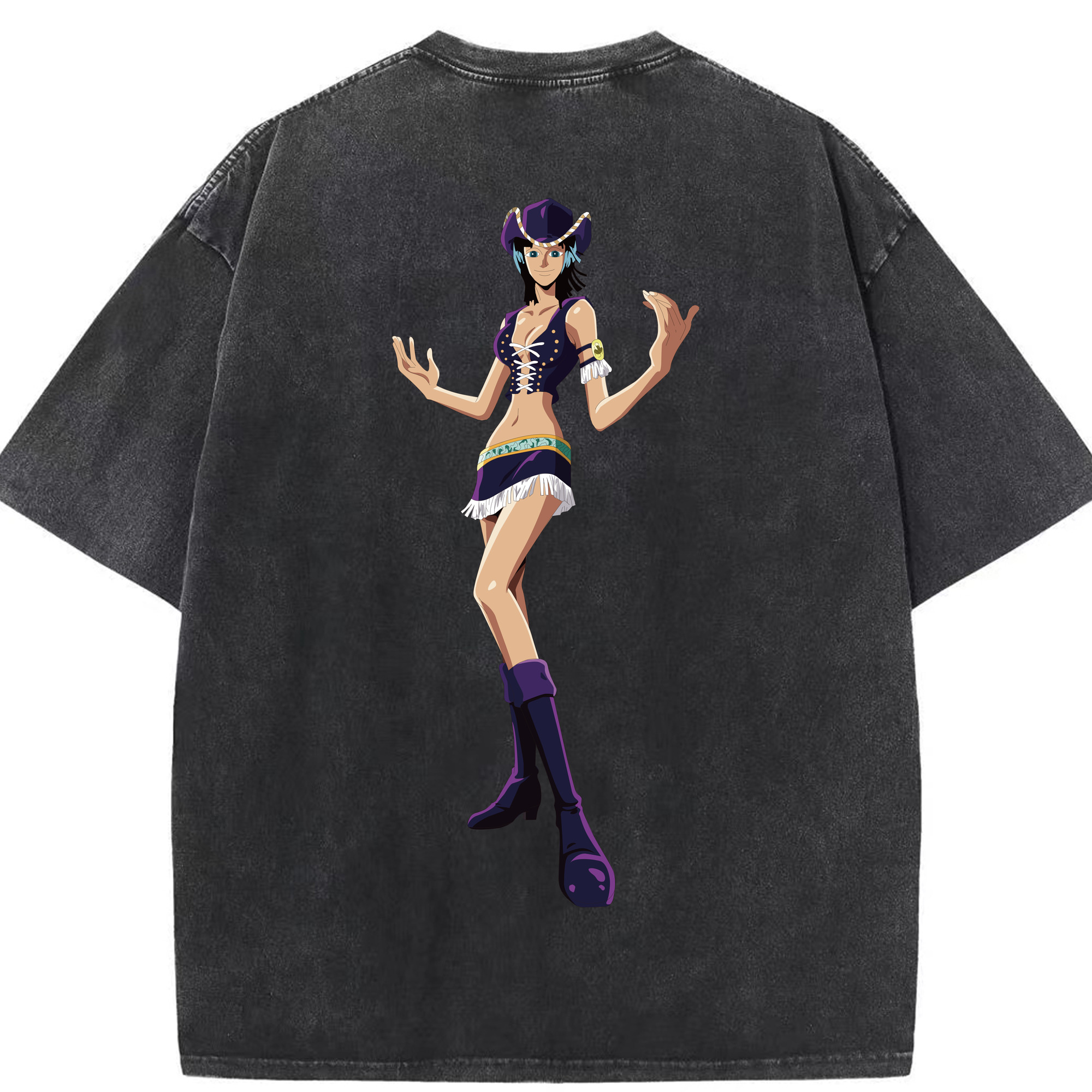 ワンピース ニコ・ロビン ONE PIECE Nico Robin 綿100% ヴィンテージ風 半袖Tシャツ（背面プリント）