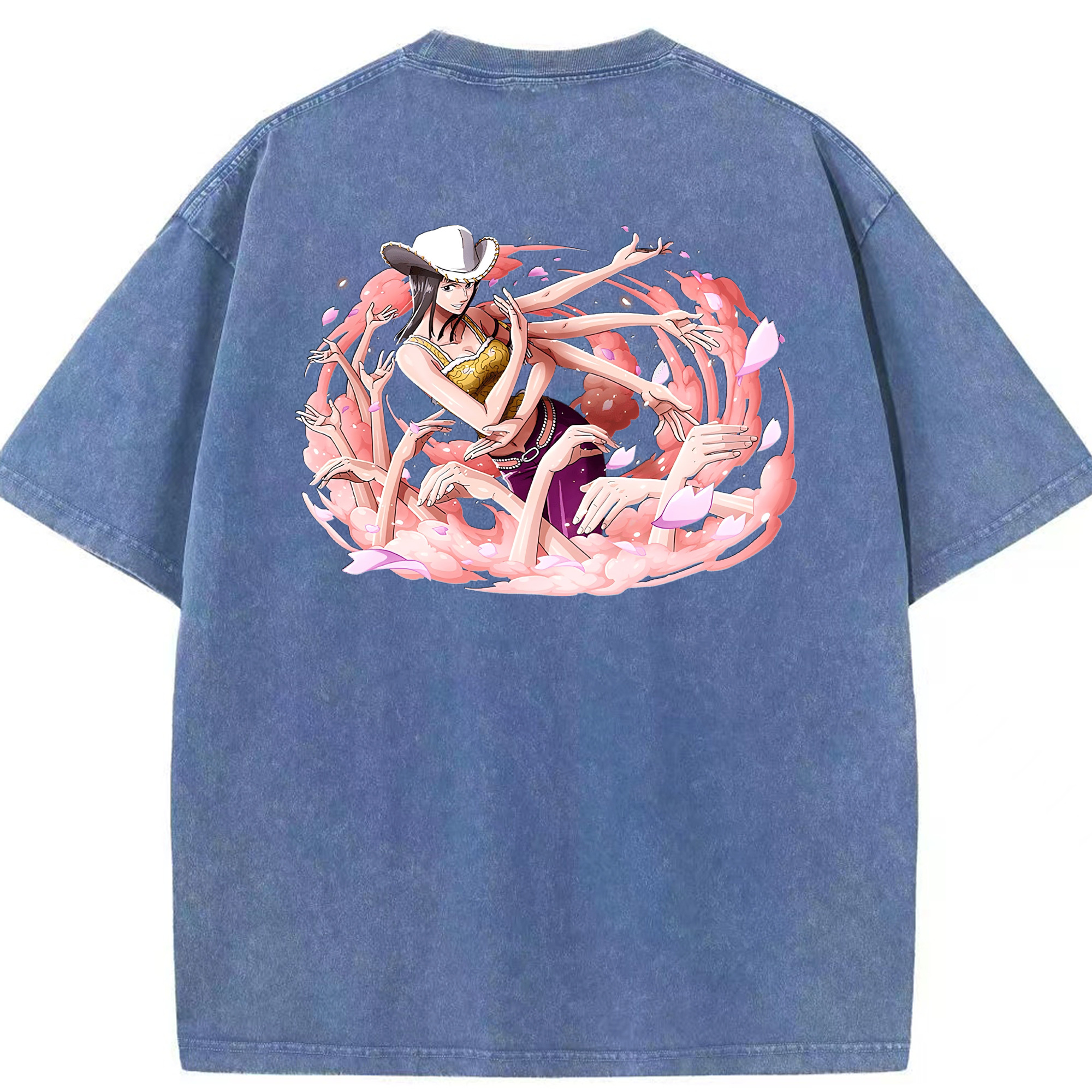 ワンピース ニコ・ロビン ONE PIECE Nico Robin 綿100% ヴィンテージ風 半袖Tシャツ（背面プリント）