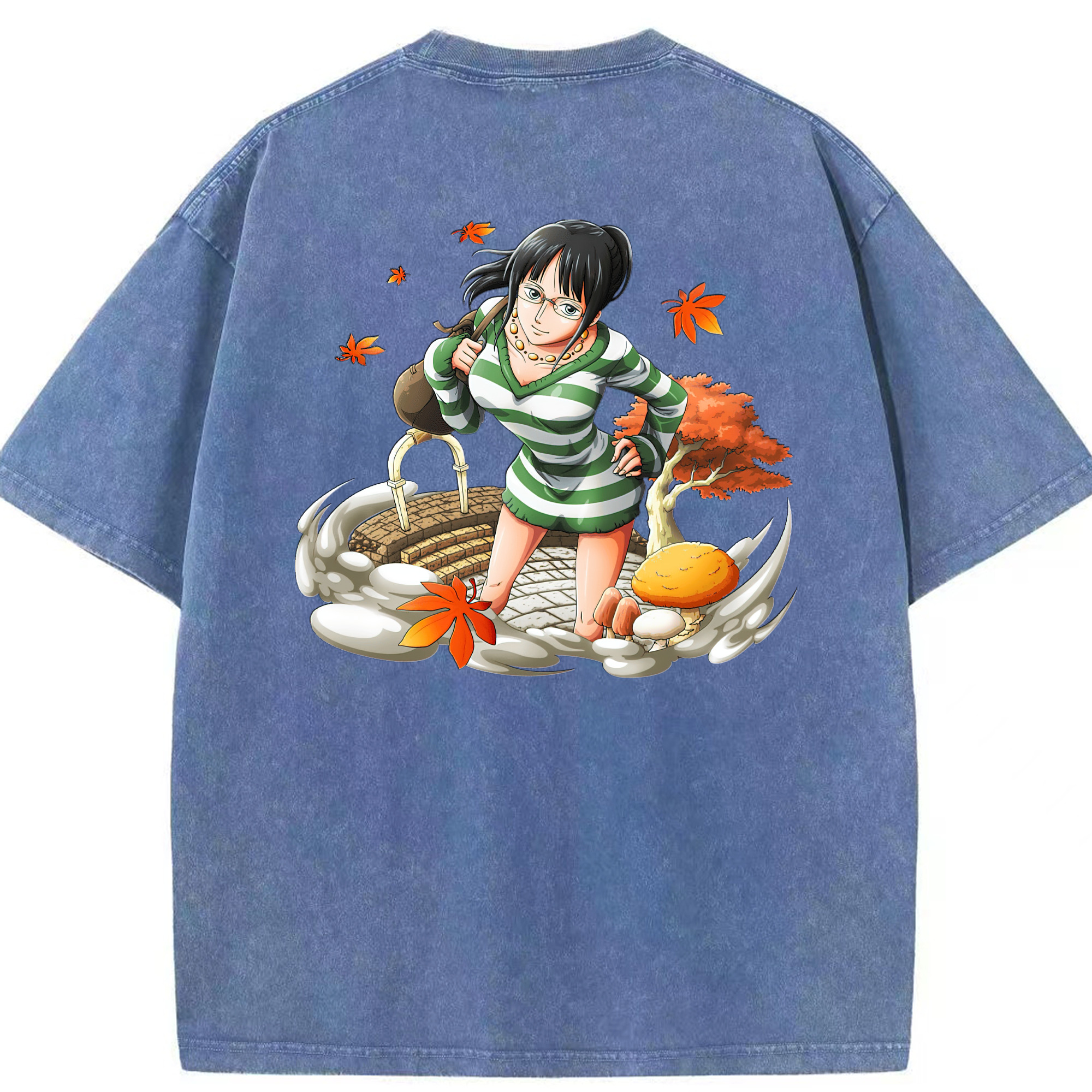 ワンピース ニコ・ロビン ONE PIECE Nico Robin 綿100% ヴィンテージ風 半袖Tシャツ（背面プリント）