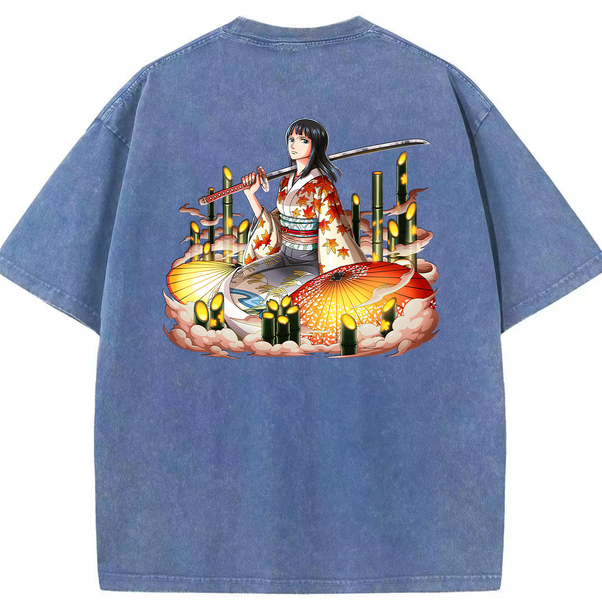 ワンピース ニコ・ロビン ONE PIECE Nico Robin 綿100% ヴィンテージ風 半袖Tシャツ（背面プリント）