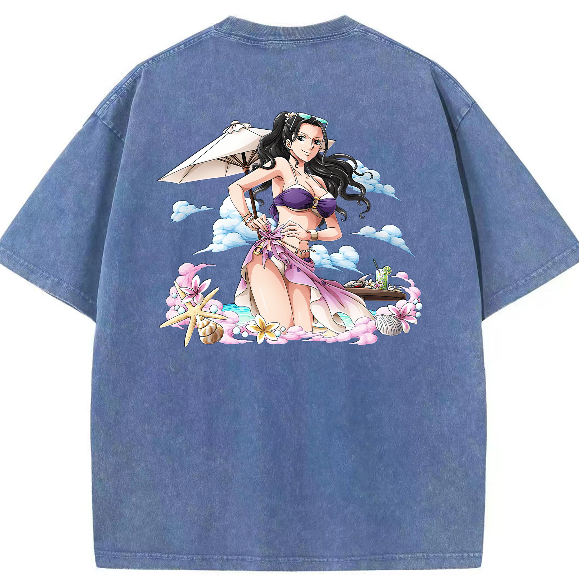 ワンピース ニコ・ロビン ONE PIECE Nico Robin 綿100% ヴィンテージ風 半袖Tシャツ（背面プリント）