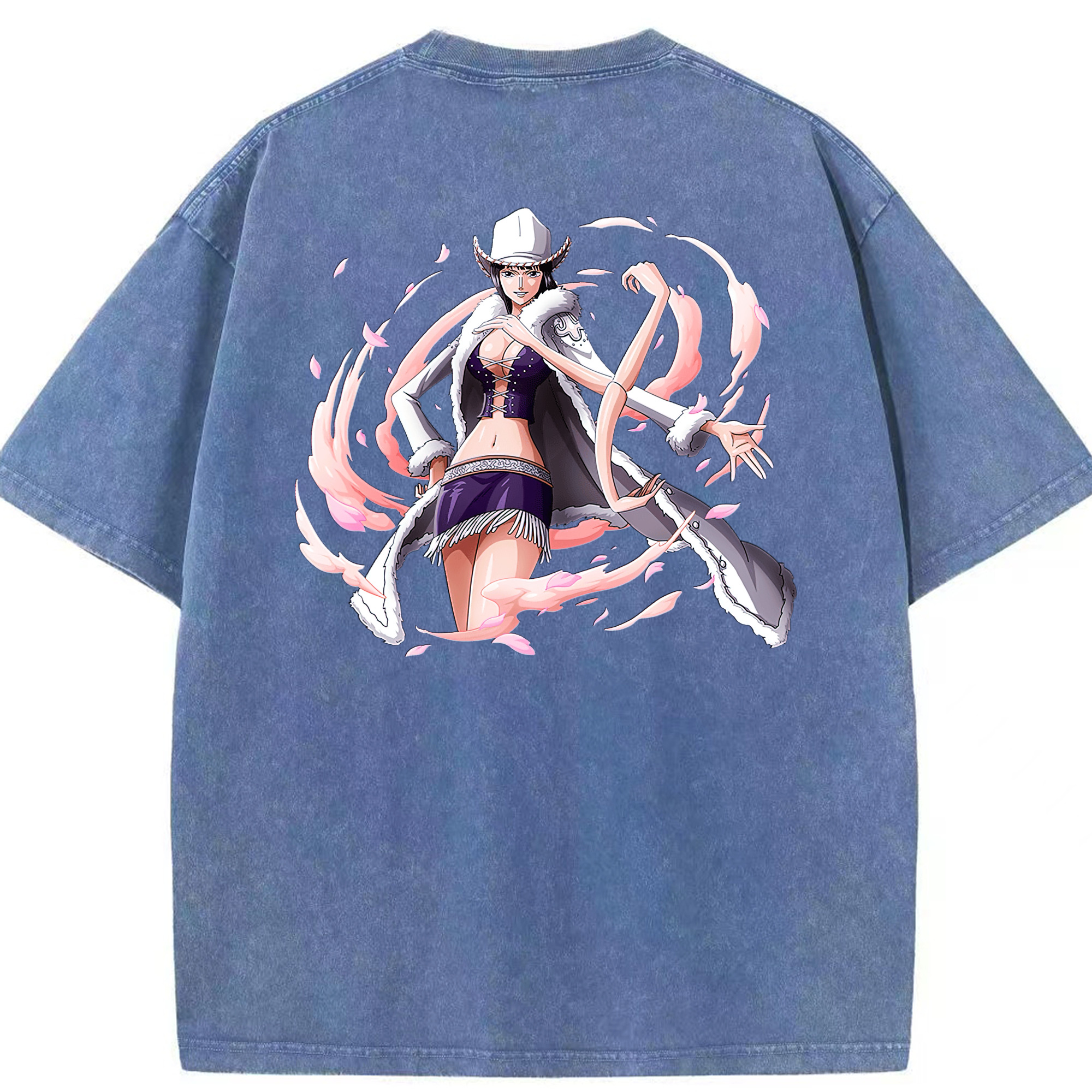 ワンピース ニコ・ロビン ONE PIECE Nico Robin 綿100% ヴィンテージ風 半袖Tシャツ（背面プリント）